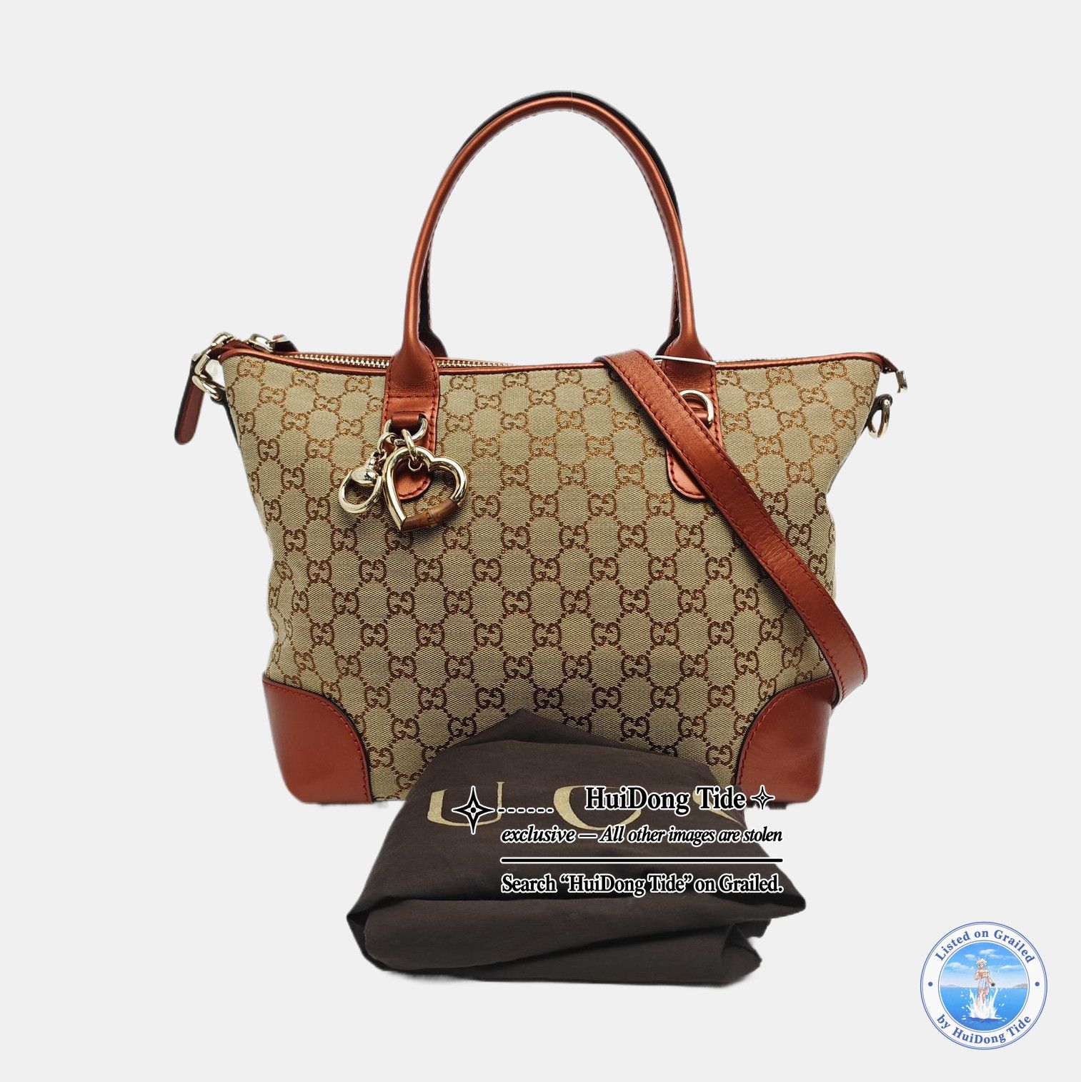 Gucci Gucci Bamboo Heart Monogram Tote Bag One Size Size ONE SIZE - 8 Thumbnail