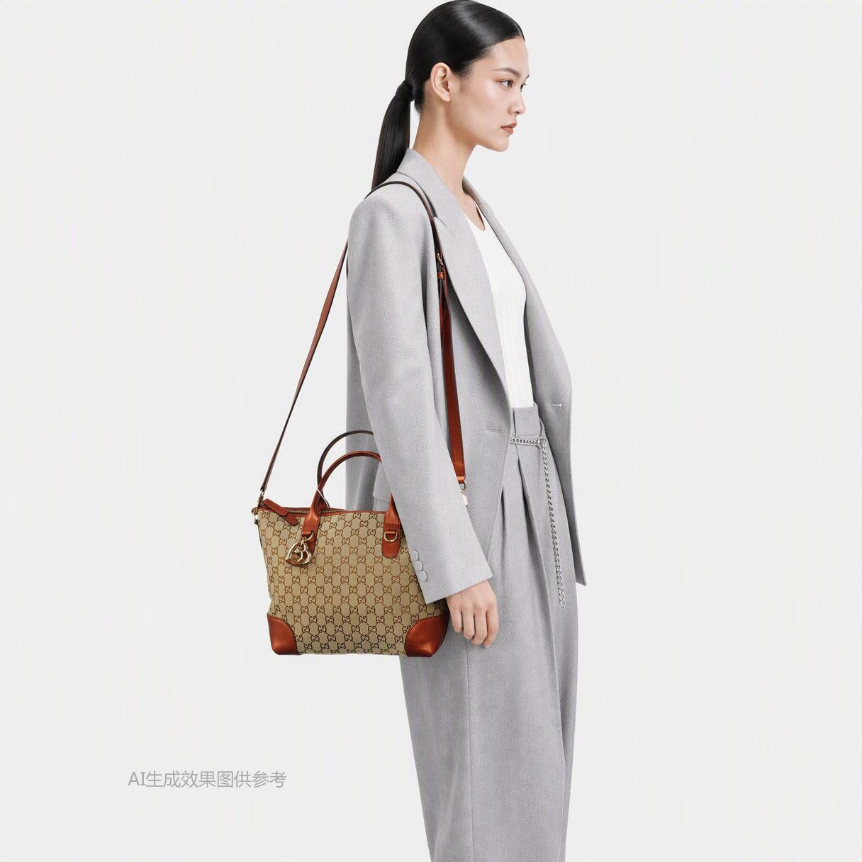 Gucci Gucci Bamboo Heart Monogram Tote Bag One Size Size ONE SIZE - 2 Thumbnail