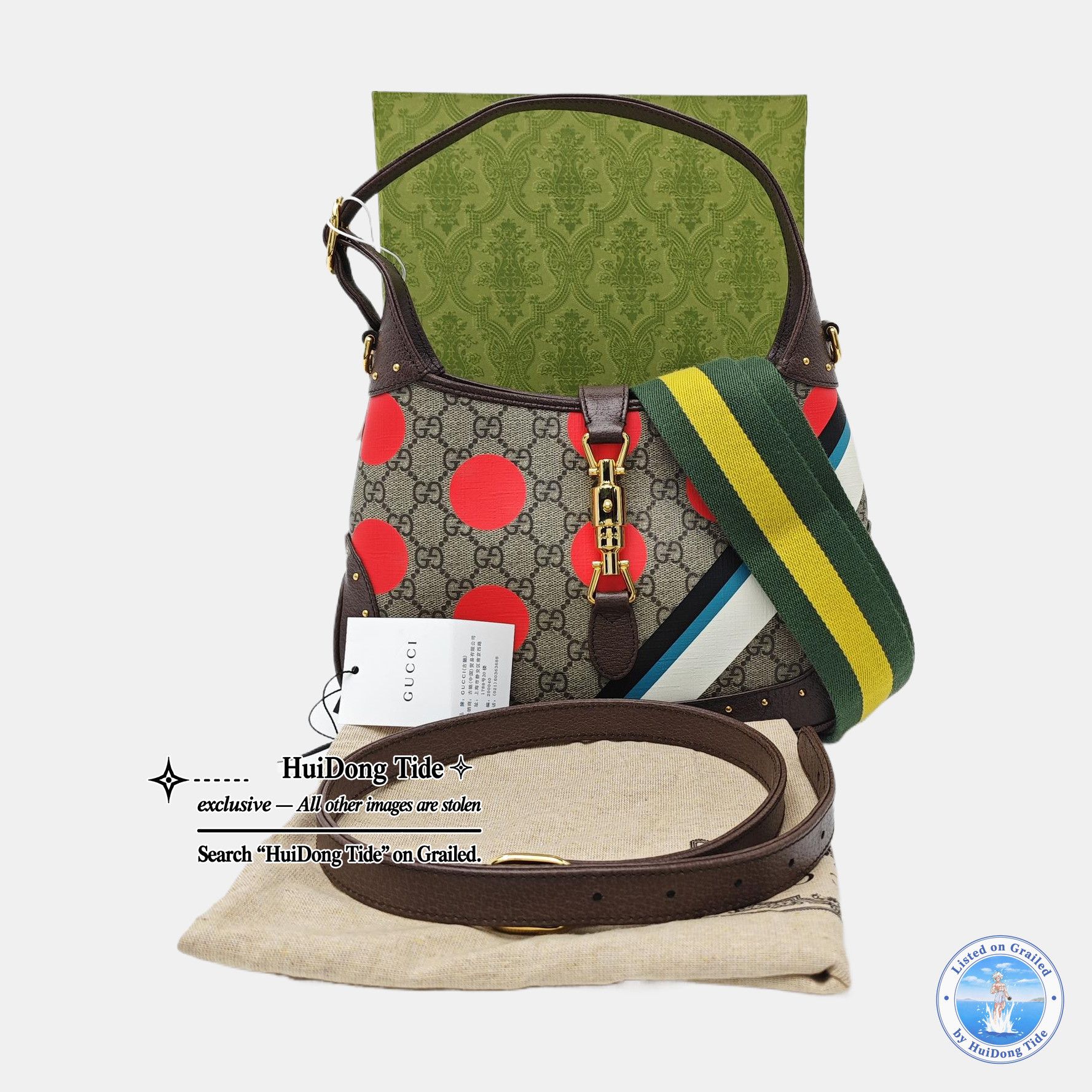 Gucci Gucci Jackie 1961 Polka Dot Canvas Handle Bag Size ONE SIZE - 8 Thumbnail