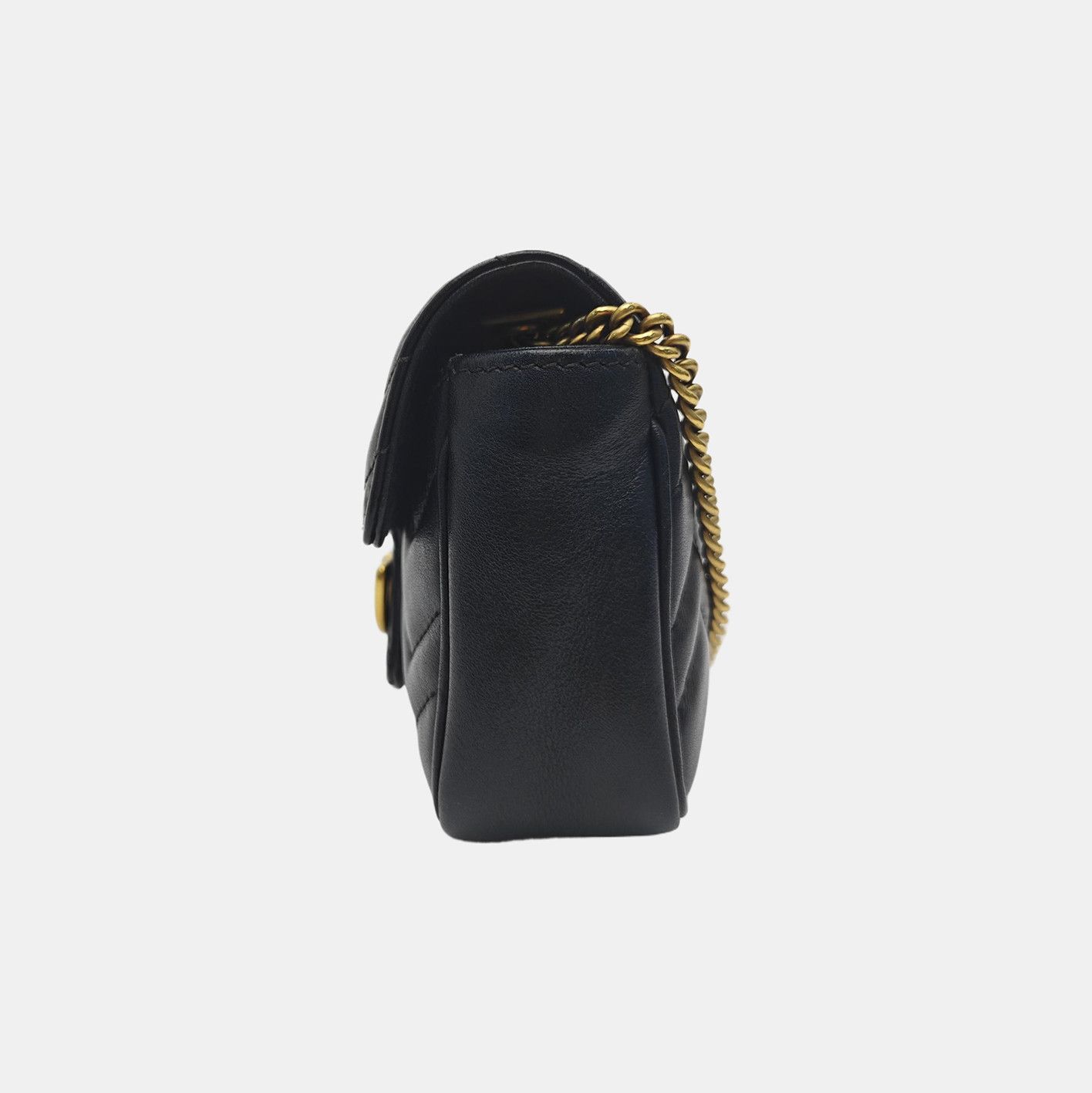 Gucci Gucci GG Marmont Black Leather Quilted Chain Shoulder Bag Size ONE SIZE - 3 Thumbnail
