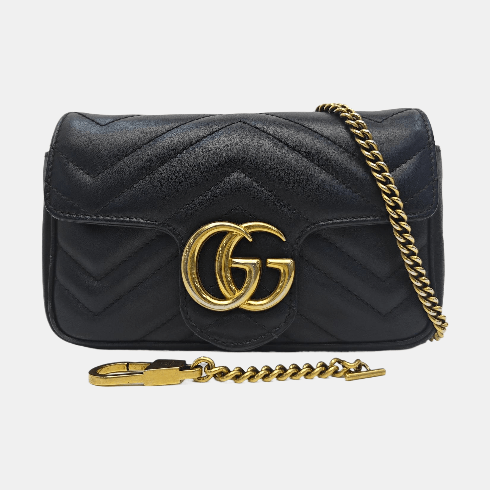 Gucci Gucci GG Marmont Black Leather Quilted Chain Shoulder Bag Size ONE SIZE - 8 Thumbnail