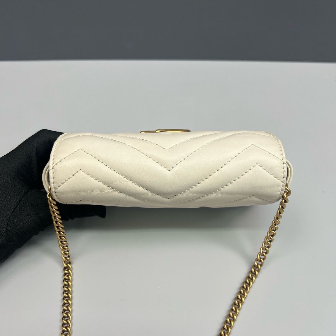 Gucci Gucci GG Marmont Mini Chevron Leather Chain Bag Size ONE SIZE - 10 Thumbnail