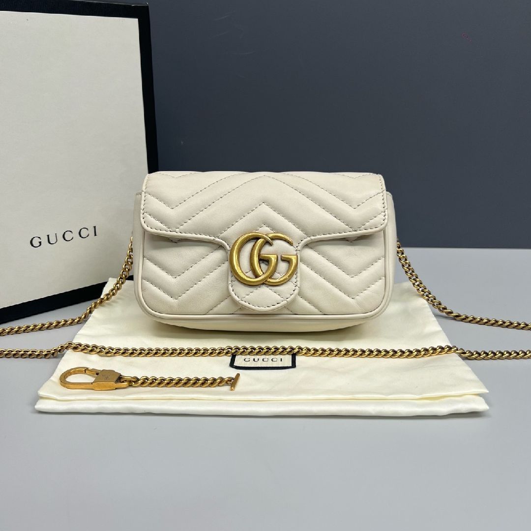 Gucci Gucci GG Marmont Mini Chevron Leather Chain Bag Size ONE SIZE - 2 Thumbnail