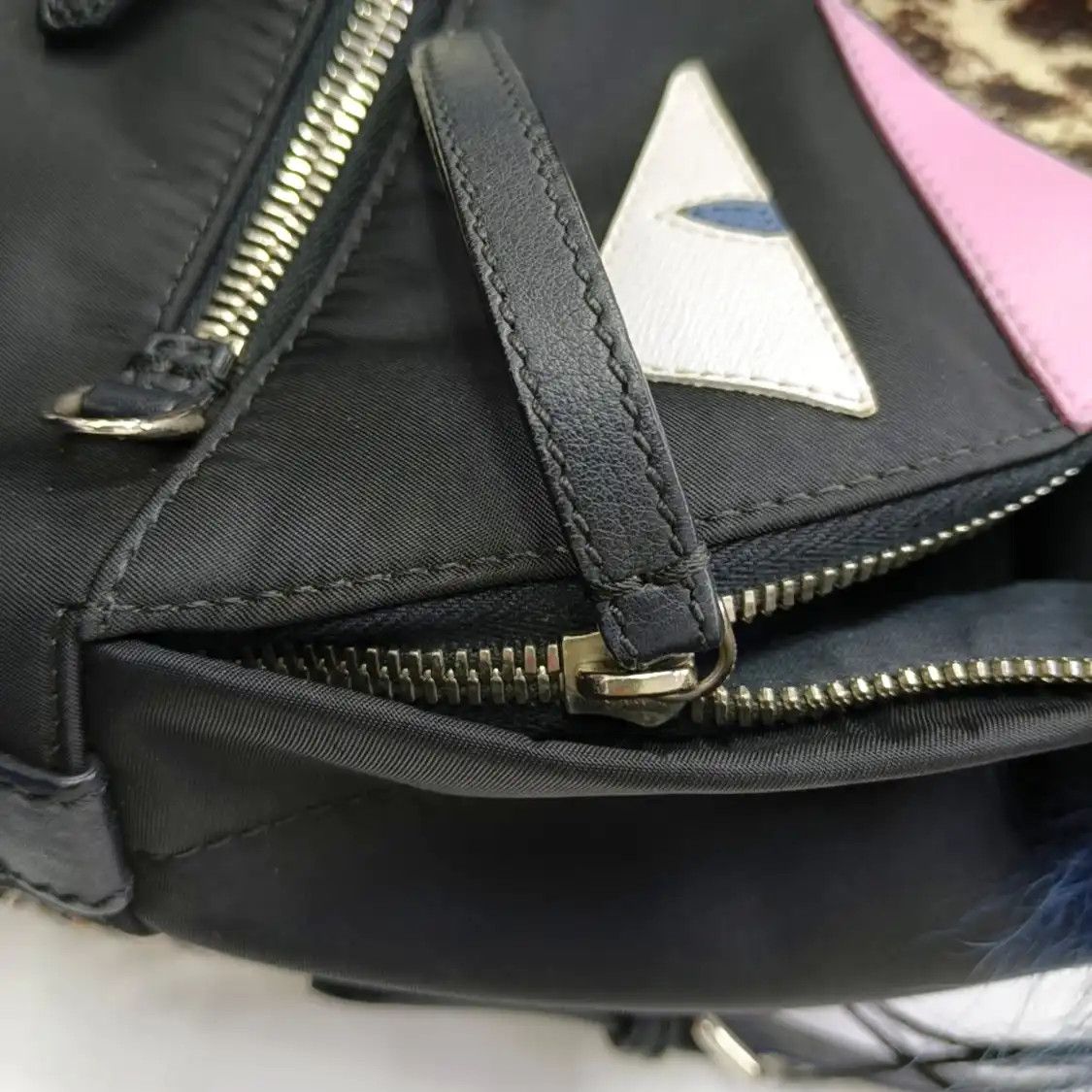 Fendi FENDI Monster black nylon Bag Bugs backpack silver hardware Size ONE SIZE - 12 Thumbnail