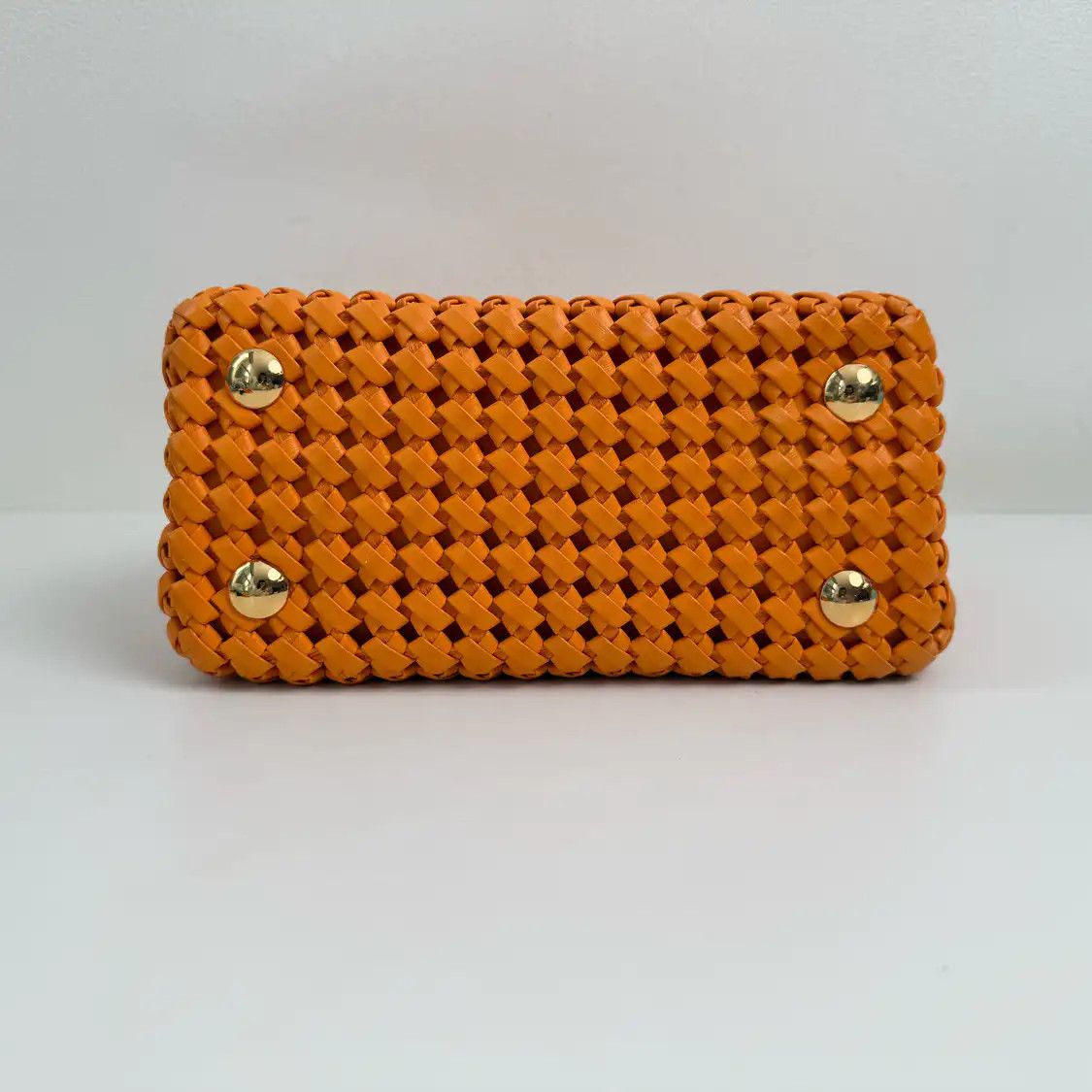 Fendi FENDI Peekaboo mini orange sheepskin woven handbag gold hardware Size ONE SIZE - 5 Thumbnail
