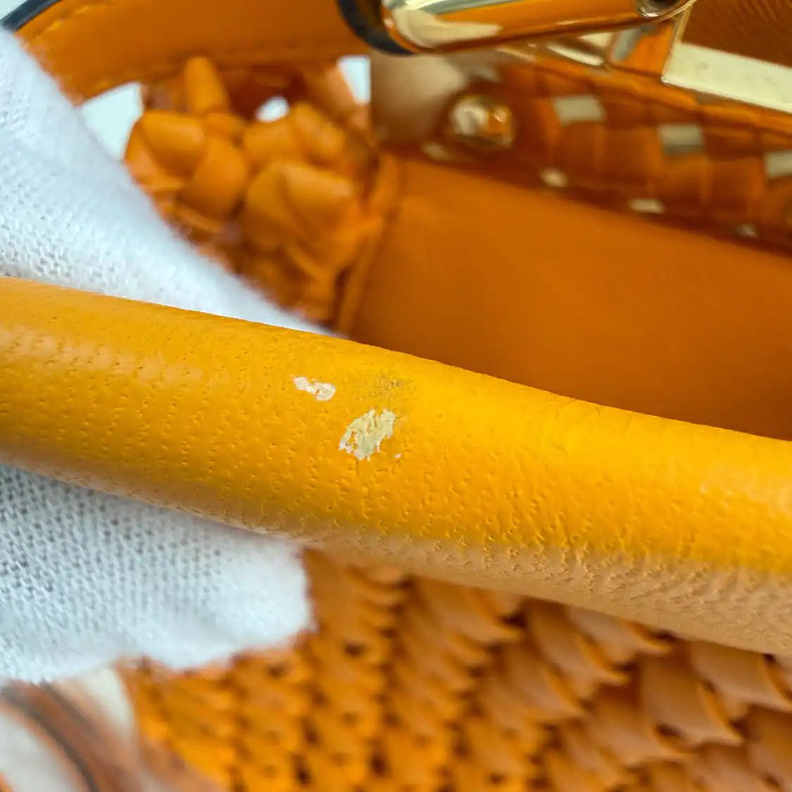 Fendi FENDI Peekaboo mini orange sheepskin woven handbag gold hardware Size ONE SIZE - 12 Thumbnail
