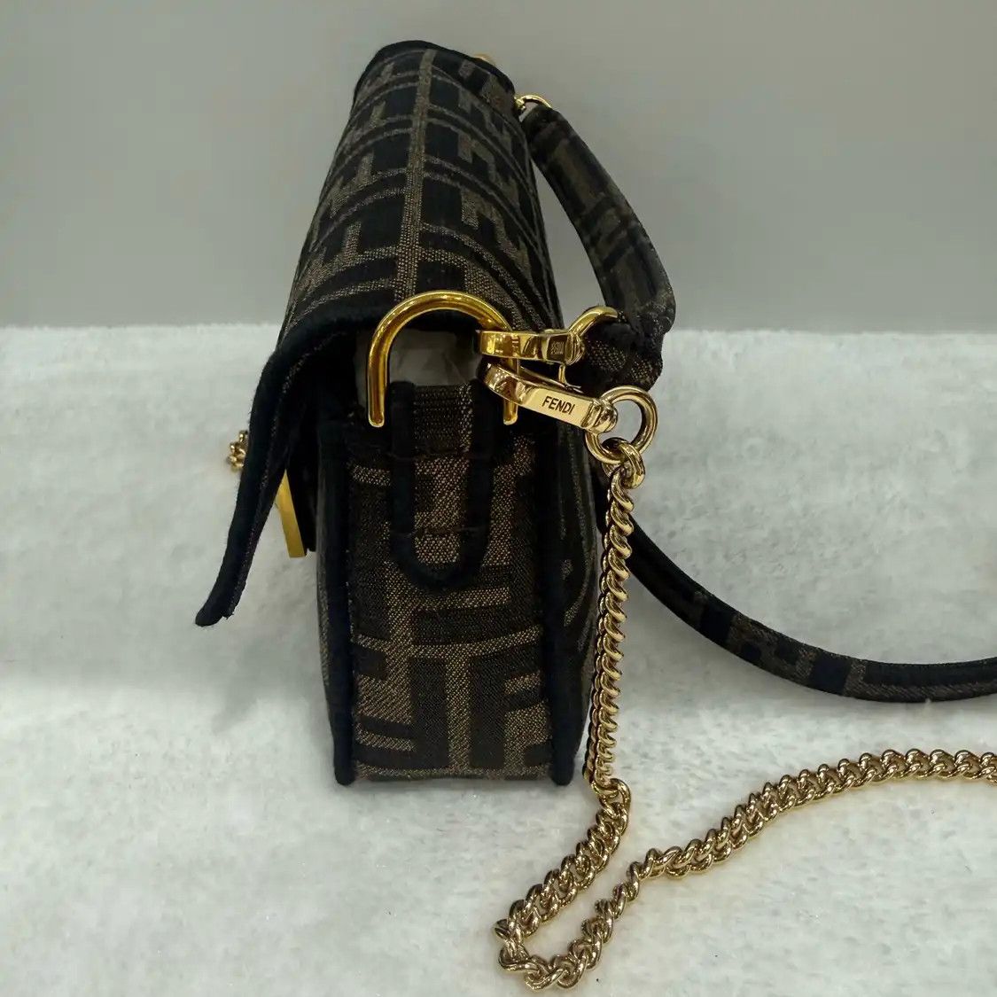 Fendi FENDI Baguette mini brown fabric doubleF jacquard baguette bag shoulder bag Size ONE SIZE - 2 Thumbnail