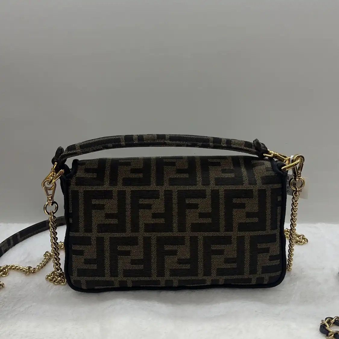 Fendi FENDI Baguette mini brown fabric doubleF jacquard baguette bag shoulder bag Size ONE SIZE - 4 Thumbnail