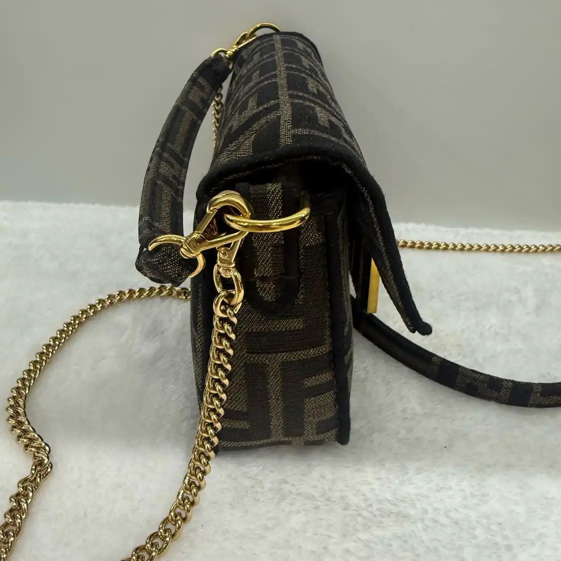 Fendi FENDI Baguette mini brown fabric doubleF jacquard baguette bag shoulder bag Size ONE SIZE - 3 Thumbnail