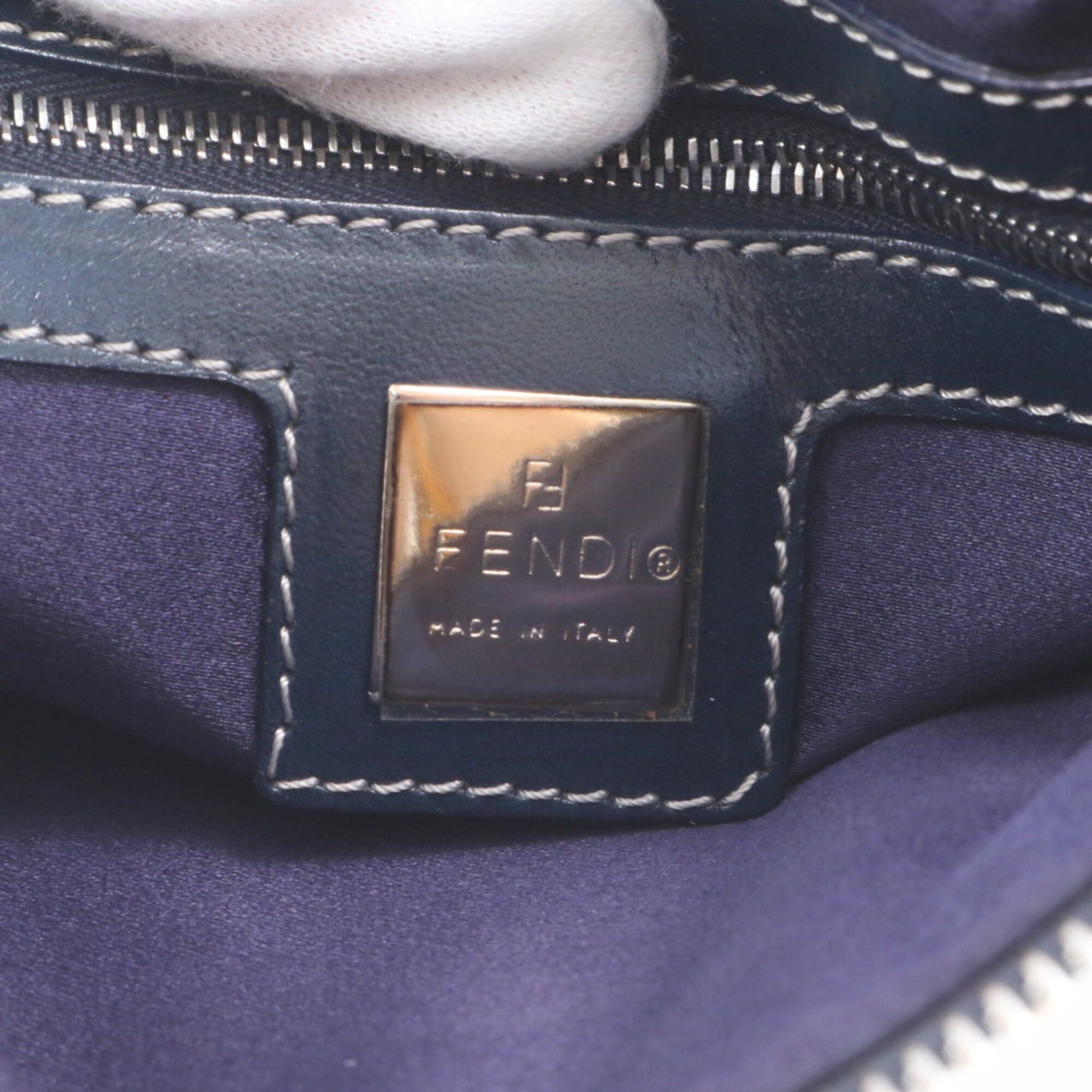 Fendi Fendi Zucchino Mini Boston Bag 16327 Leather Handbag Tote Navy Blue Women's Size ONE SIZE - 8 Thumbnail