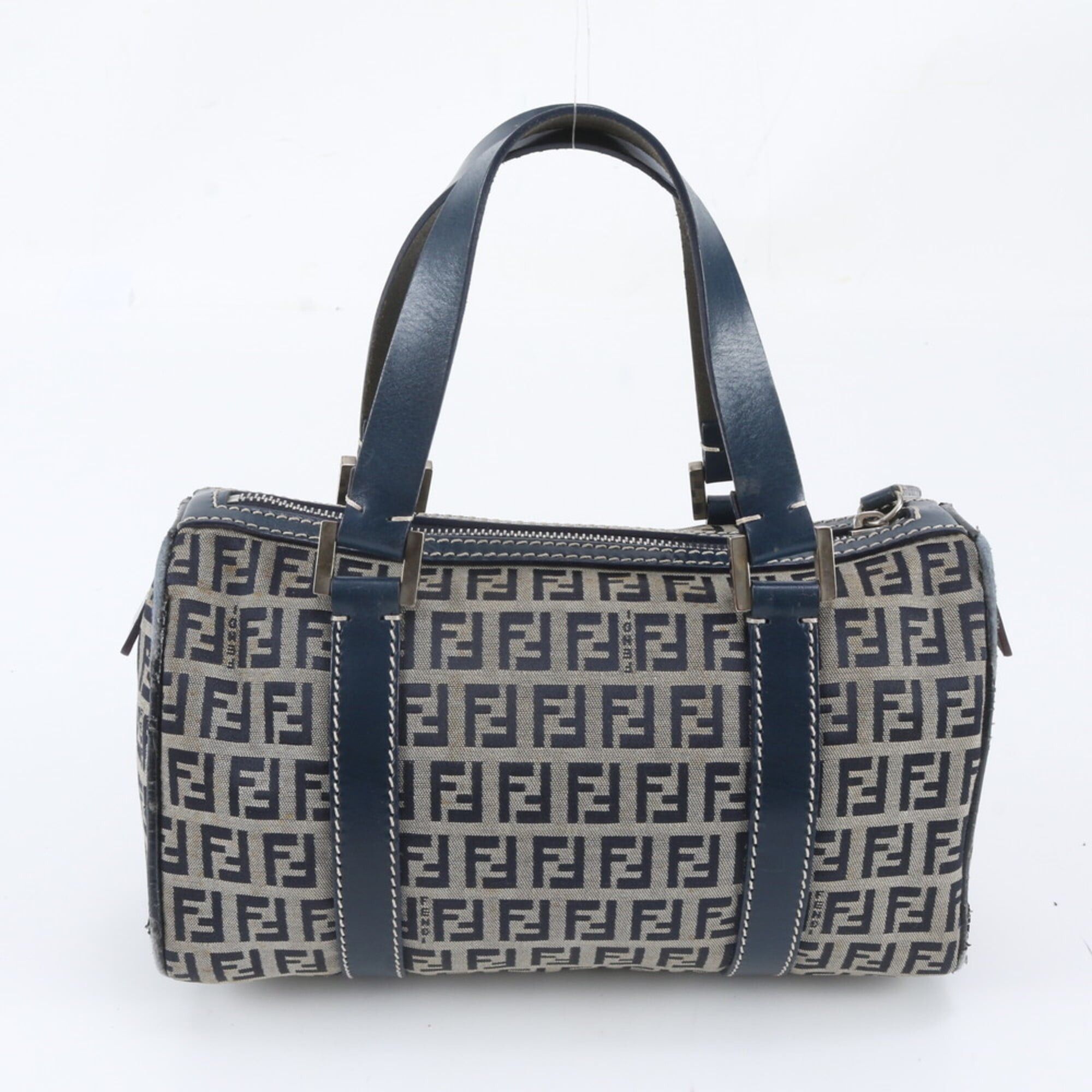 Fendi Fendi Zucchino Mini Boston Bag 16327 Leather Handbag Tote Navy Blue Women's Size ONE SIZE - 3 Thumbnail
