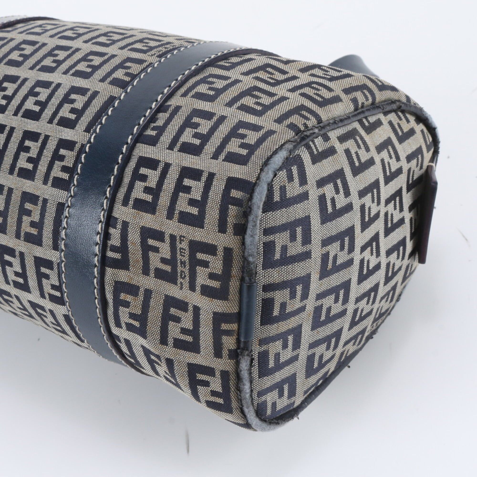 Fendi Fendi Zucchino Mini Boston Bag 16327 Leather Handbag Tote Navy Blue Women's Size ONE SIZE - 4 Thumbnail