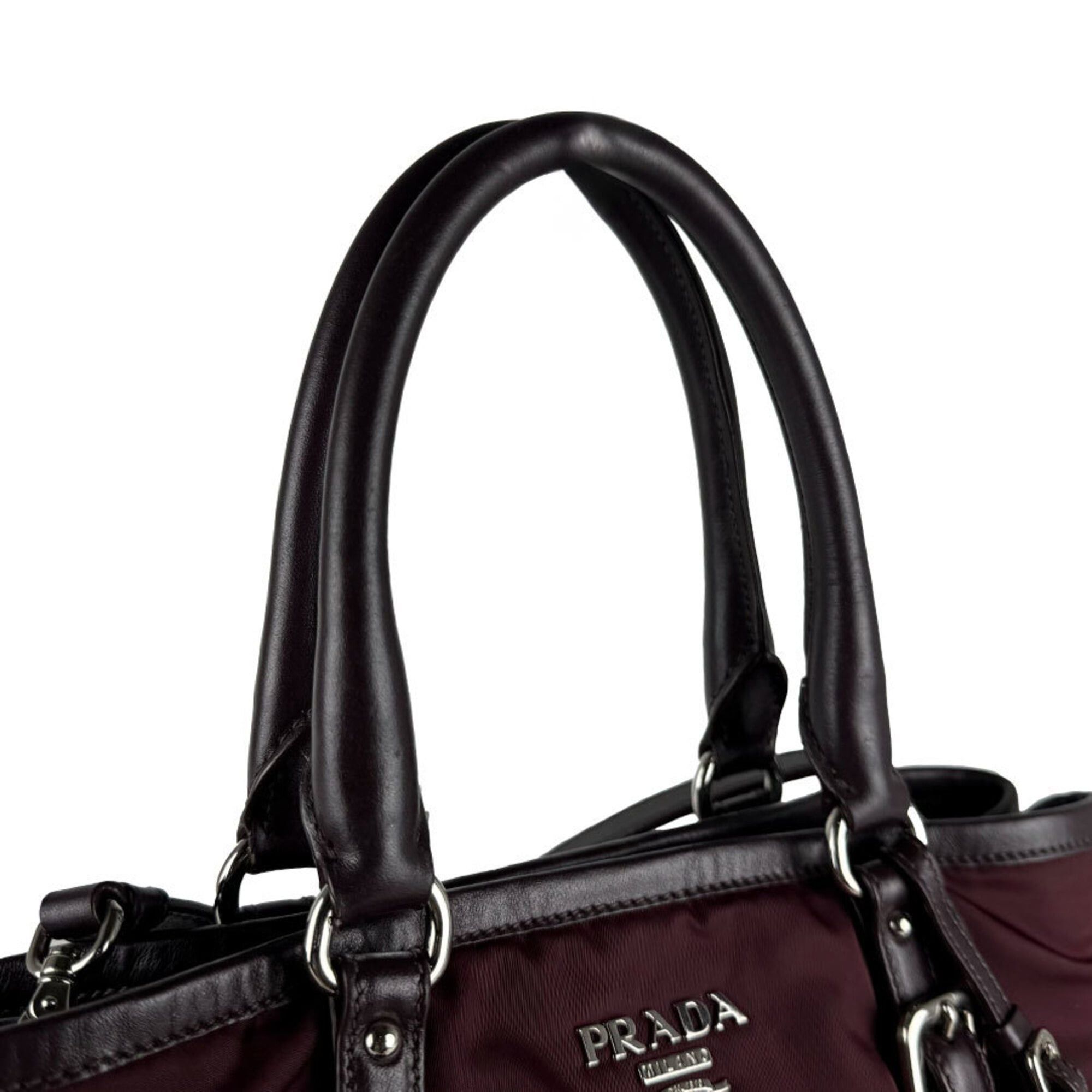 Prada Prada handbag/shoulder bag, nylon and leather, burgundy, women's, z10938 Size ONE SIZE - 10 Thumbnail