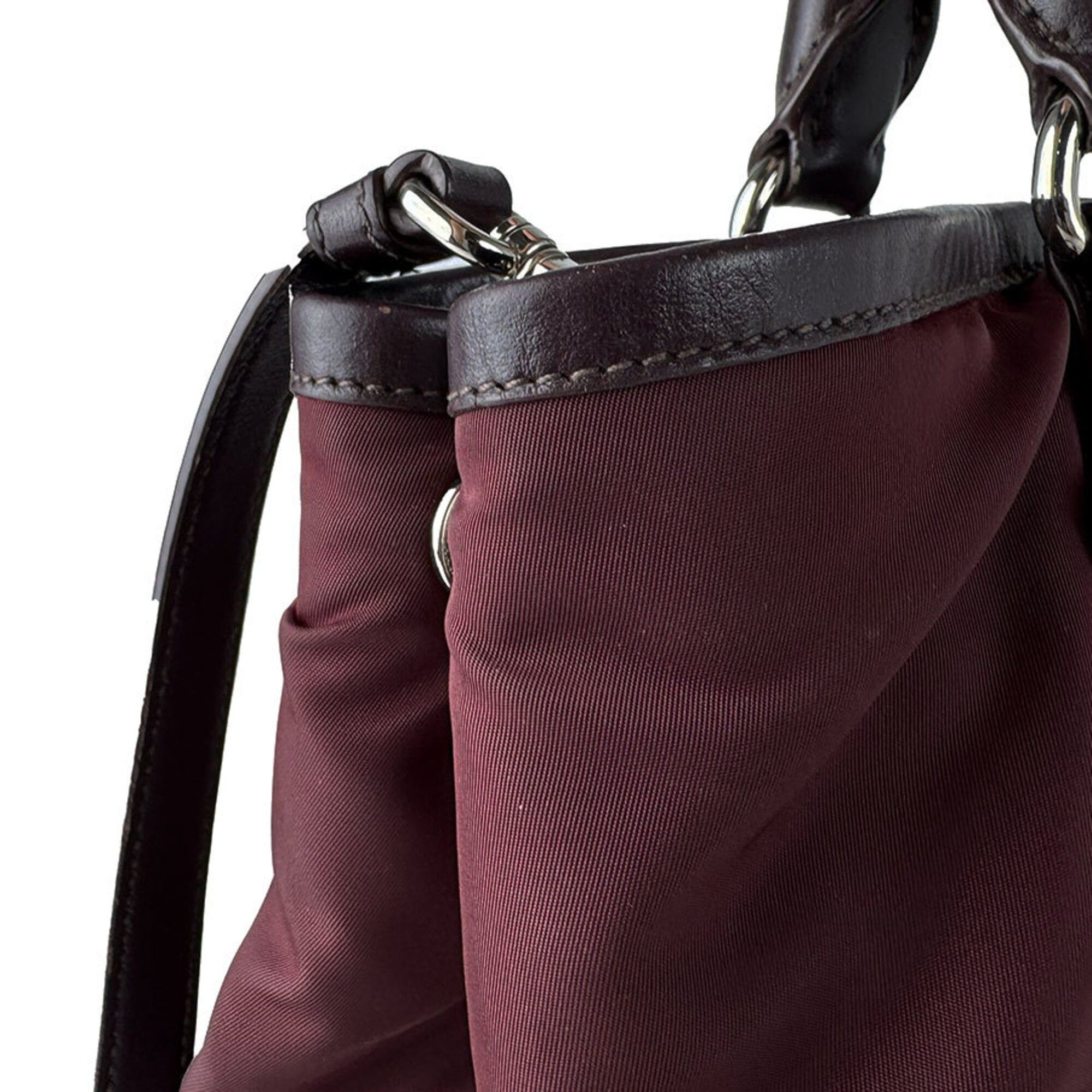Prada Prada handbag/shoulder bag, nylon and leather, burgundy, women's, z10938 Size ONE SIZE - 7 Thumbnail
