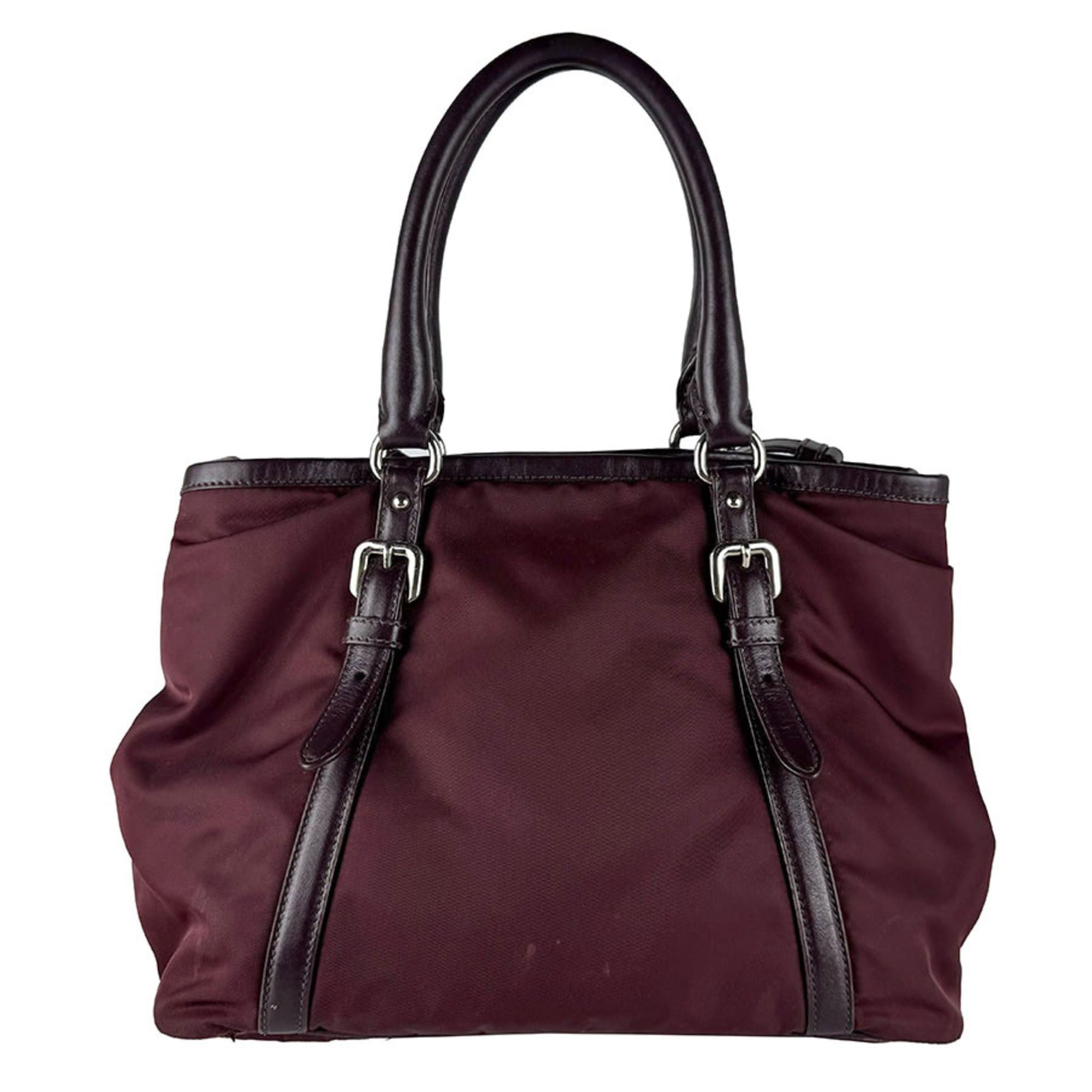 Prada Prada handbag/shoulder bag, nylon and leather, burgundy, women's, z10938 Size ONE SIZE - 3 Thumbnail