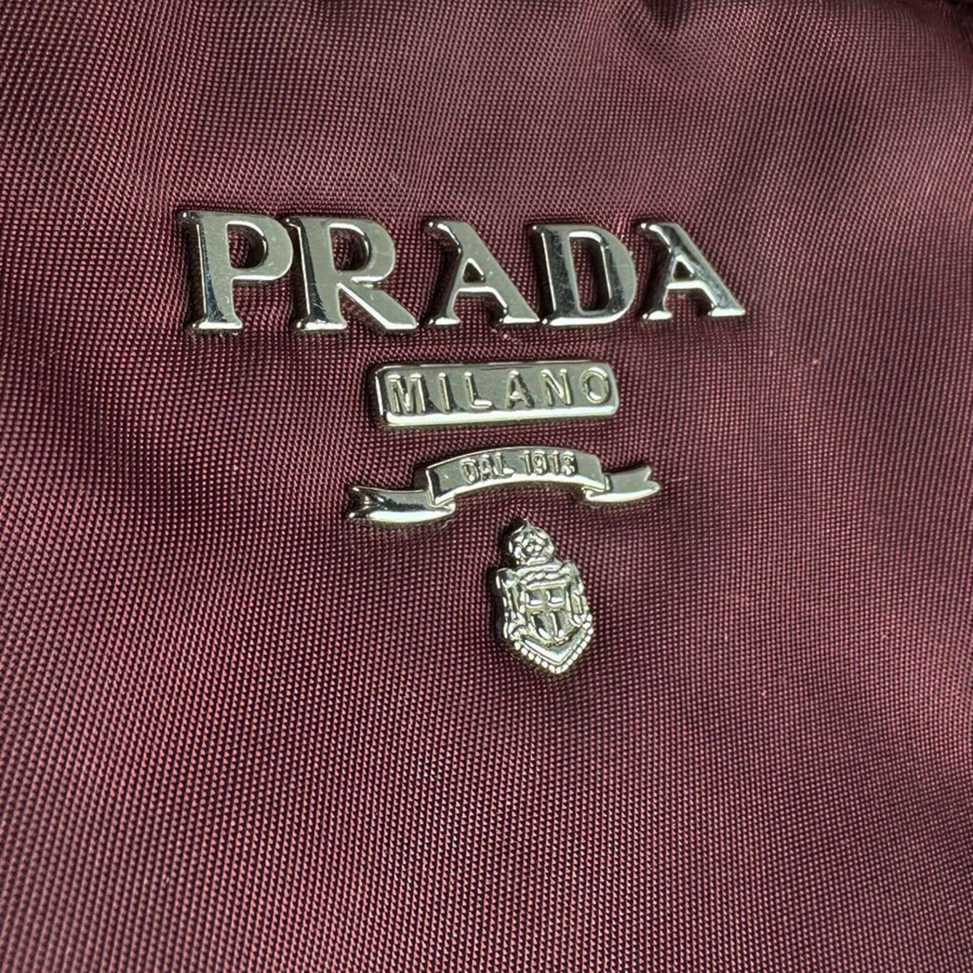 Prada Prada handbag/shoulder bag, nylon and leather, burgundy, women's, z10938 Size ONE SIZE - 13 Thumbnail