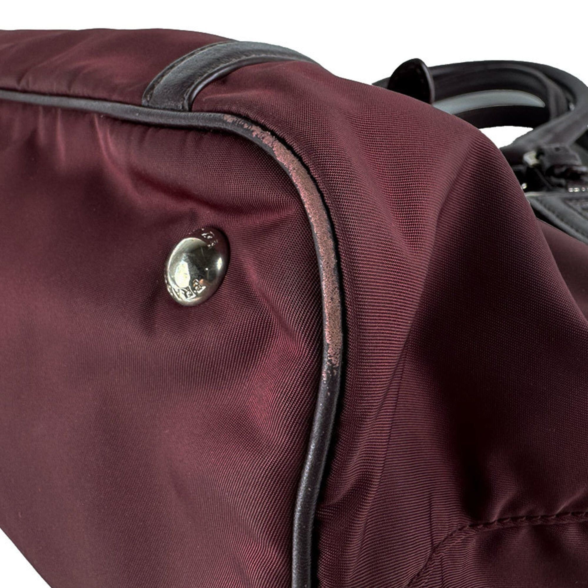 Prada Prada handbag/shoulder bag, nylon and leather, burgundy, women's, z10938 Size ONE SIZE - 8 Thumbnail
