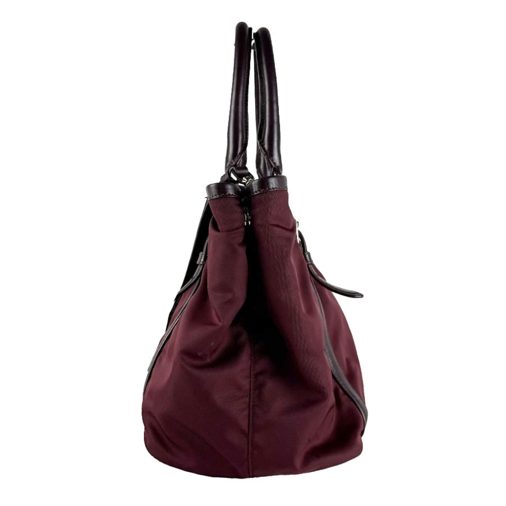 Prada Prada handbag/shoulder bag, nylon and leather, burgundy, women's, z10938 Size ONE SIZE - 2 Thumbnail