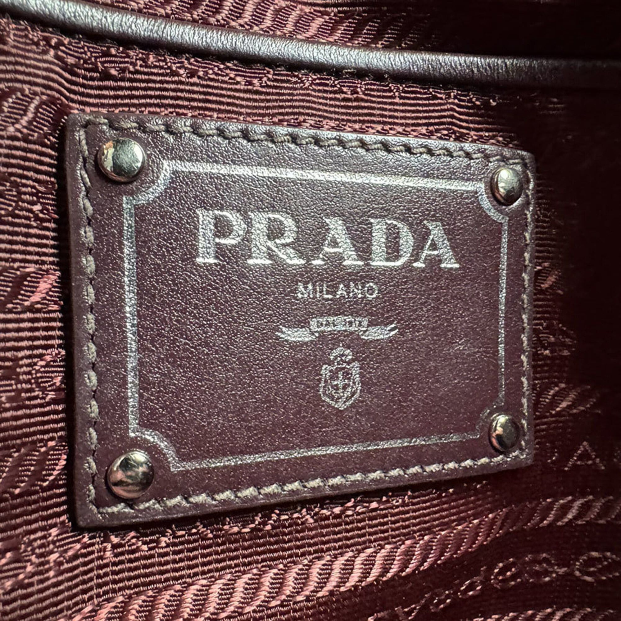 Prada Prada handbag/shoulder bag, nylon and leather, burgundy, women's, z10938 Size ONE SIZE - 14 Thumbnail