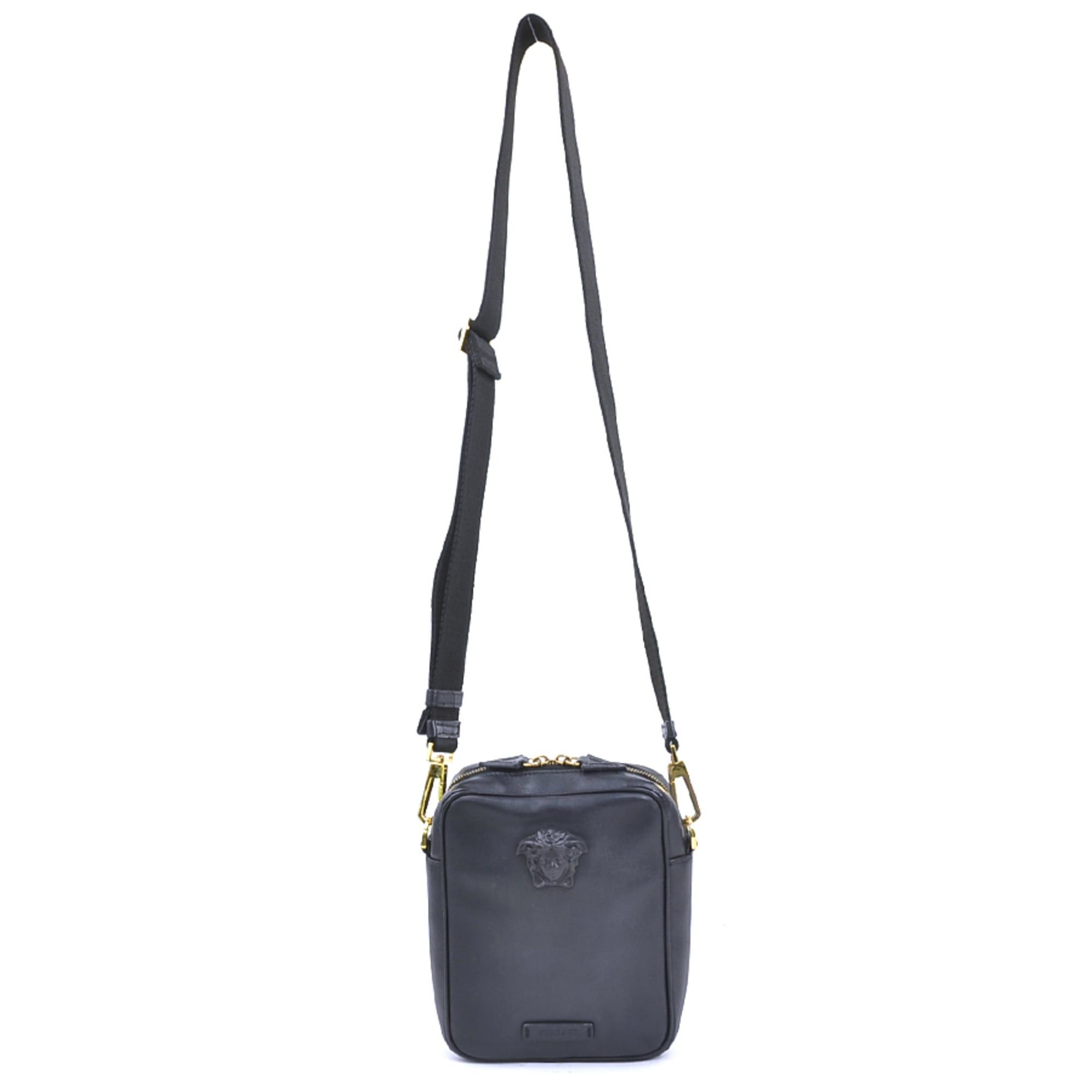 Versace Versace Medusa Crossbody Shoulder Bag, Leather, Black & Gold, Men's Women's, e62121k Size ONE SIZE - 16 Thumbnail