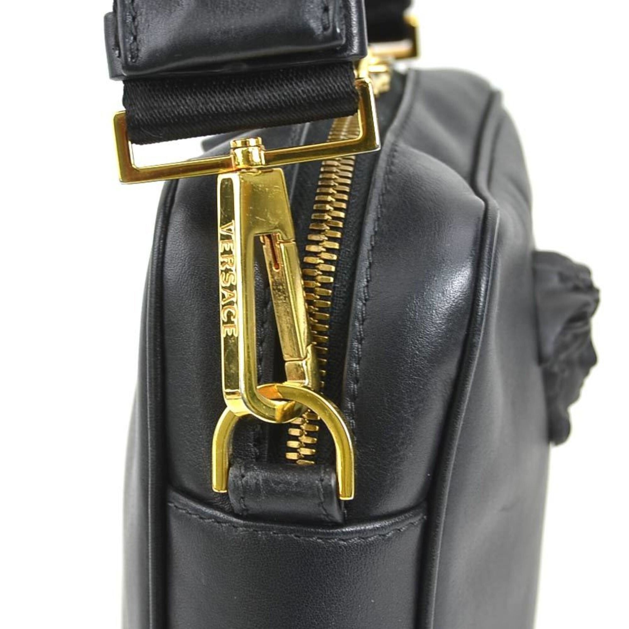 Versace Versace Medusa Crossbody Shoulder Bag, Leather, Black & Gold, Men's Women's, e62121k Size ONE SIZE - 9 Thumbnail