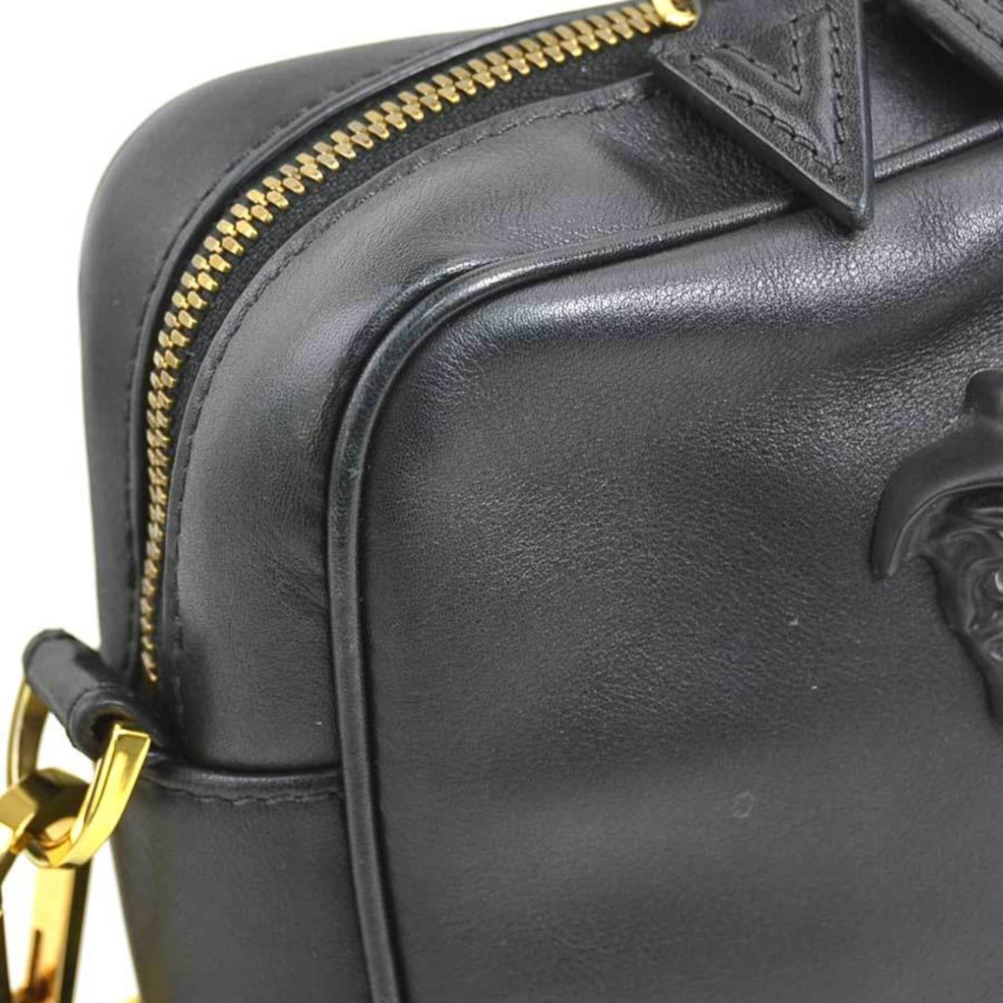 Versace Versace Medusa Crossbody Shoulder Bag, Leather, Black & Gold, Men's Women's, e62121k Size ONE SIZE - 6 Thumbnail