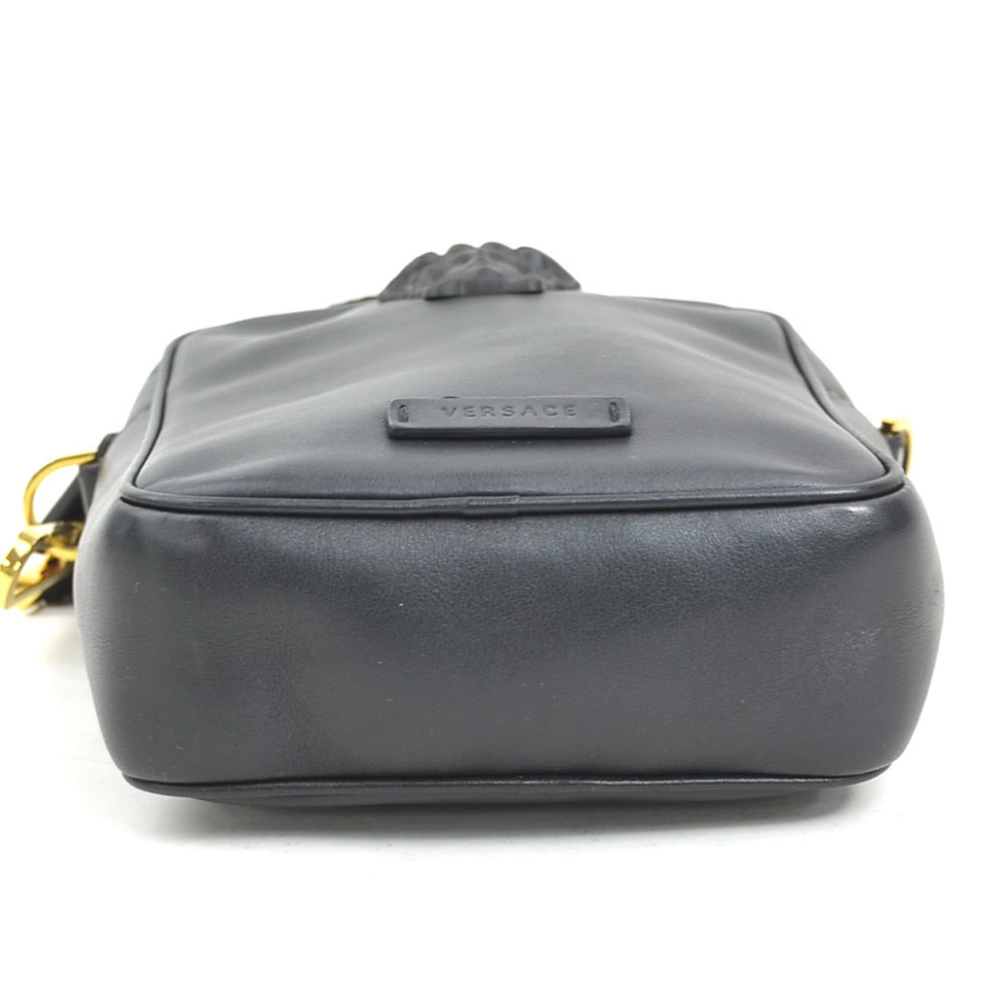 Versace Versace Medusa Crossbody Shoulder Bag, Leather, Black & Gold, Men's Women's, e62121k Size ONE SIZE - 4 Thumbnail