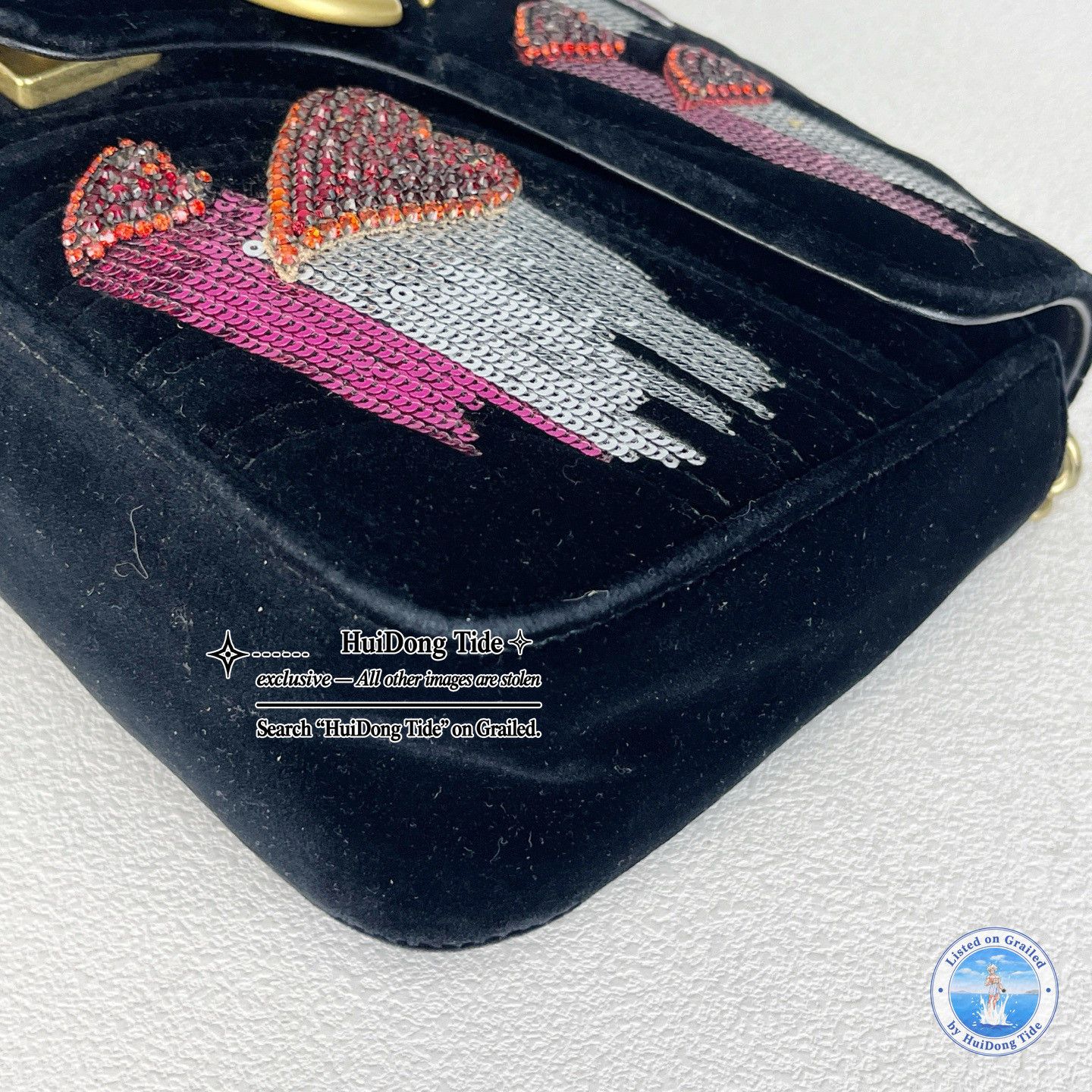 Gucci Gucci GG Marmont Sequin Velvet Shoulder Bag Size ONE SIZE - 10 Thumbnail