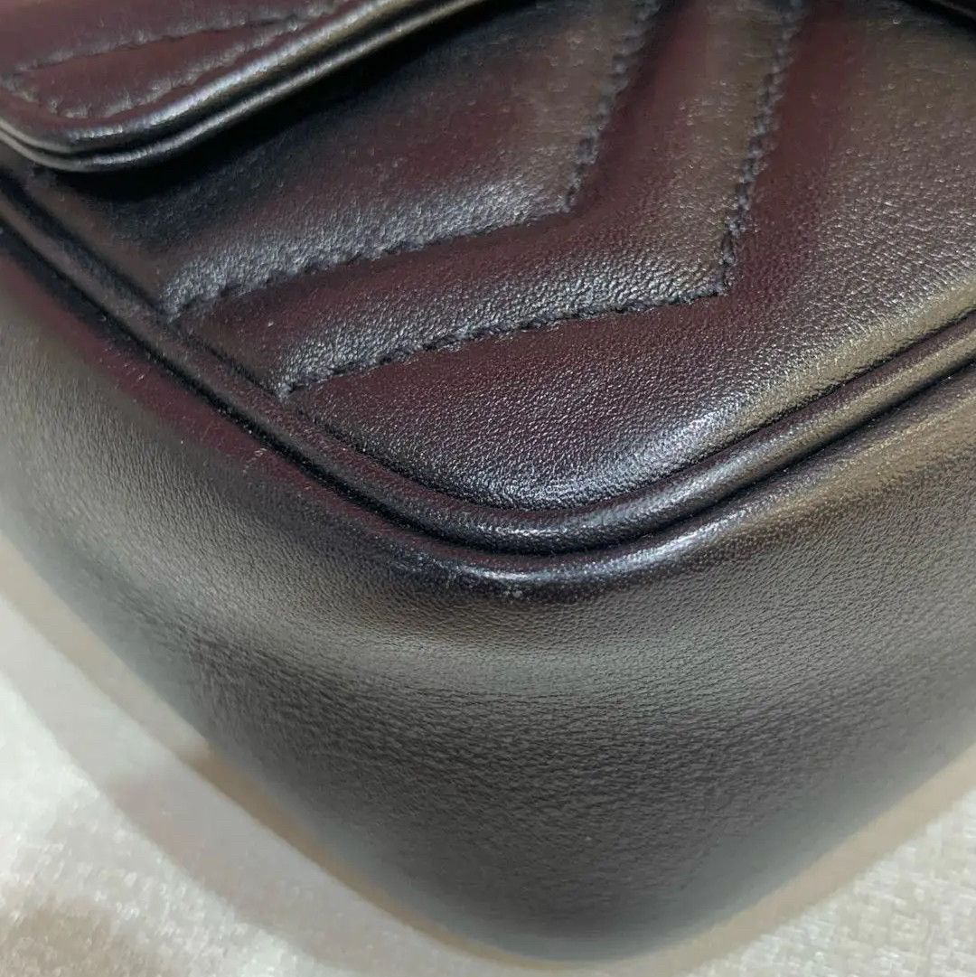 Gucci Gucci GG Marmont Black Leather Quilted Chain Shoulder Bag Size ONE SIZE - 12 Thumbnail