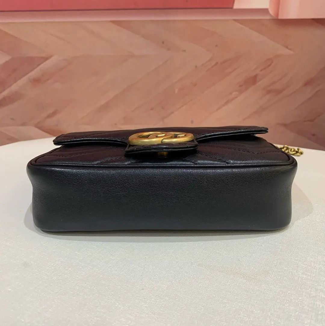 Gucci Gucci GG Marmont Black Leather Quilted Chain Shoulder Bag Size ONE SIZE - 6 Thumbnail