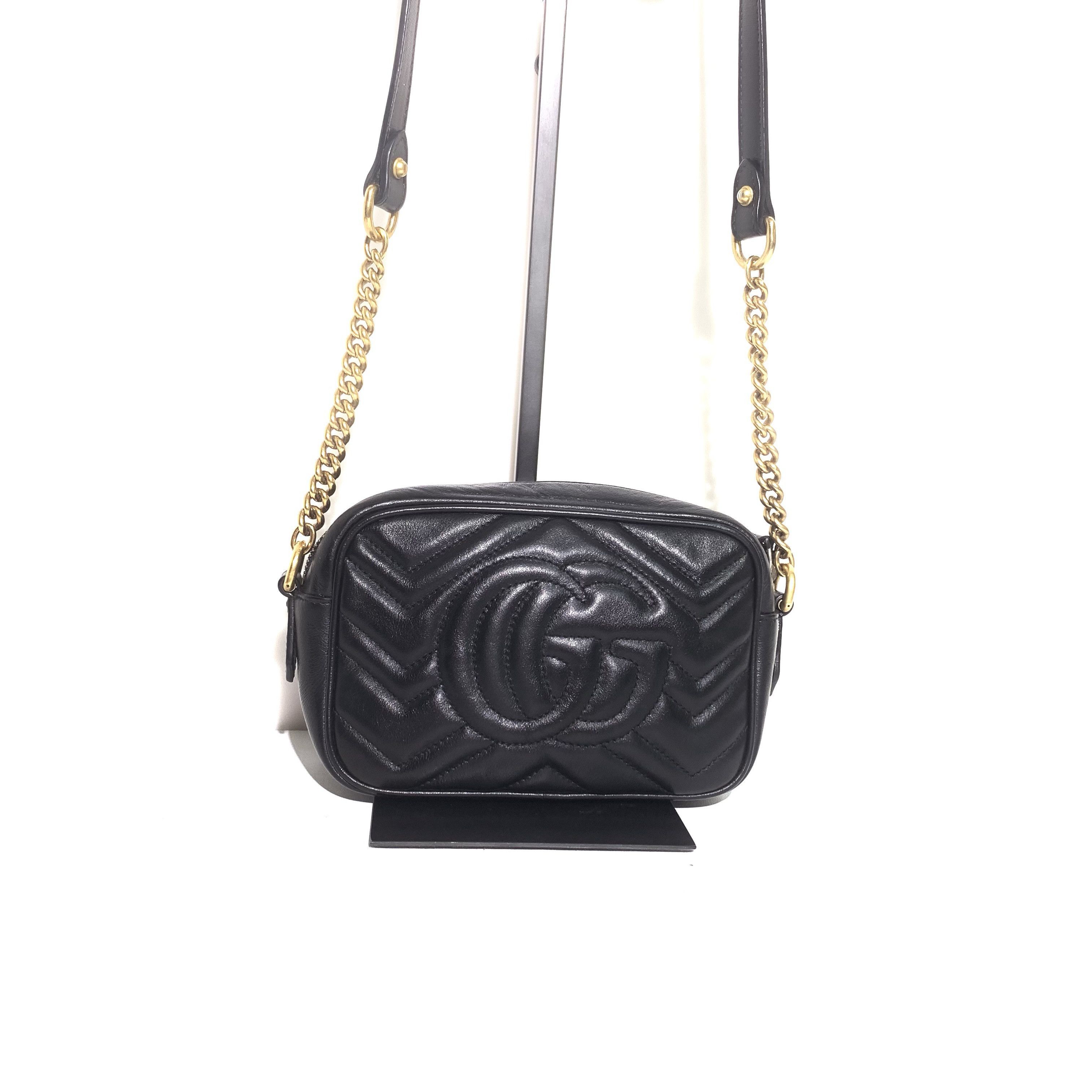 Gucci Gucci GG Marmont Black Quilted Leather Shoulder Bag Size ONE SIZE - 3 Thumbnail