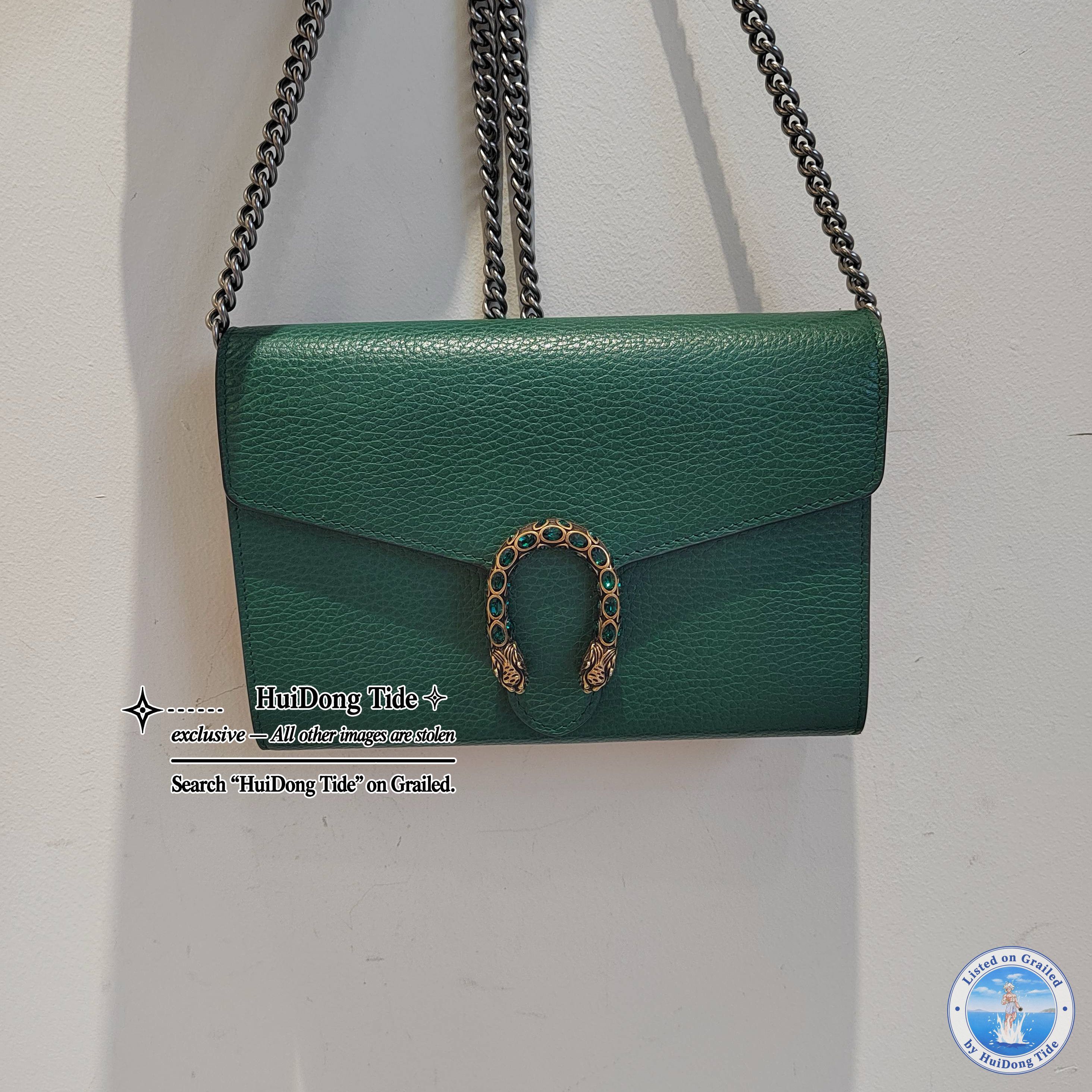 Gucci Gucci Dionysus Green Leather Tiger Head Shoulder Bag Size ONE SIZE - 8 Thumbnail