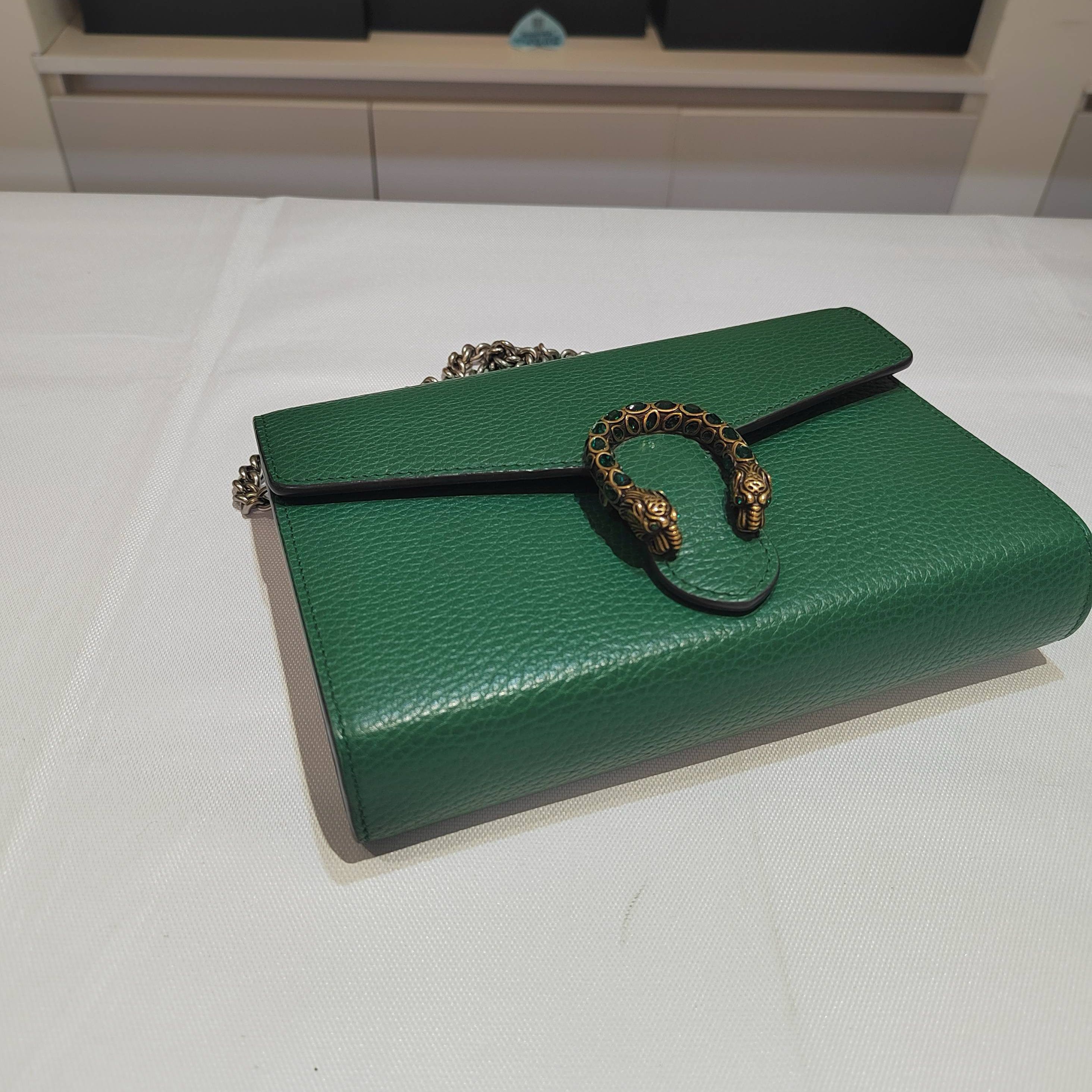 Gucci Gucci Dionysus Green Leather Tiger Head Shoulder Bag Size ONE SIZE - 6 Thumbnail