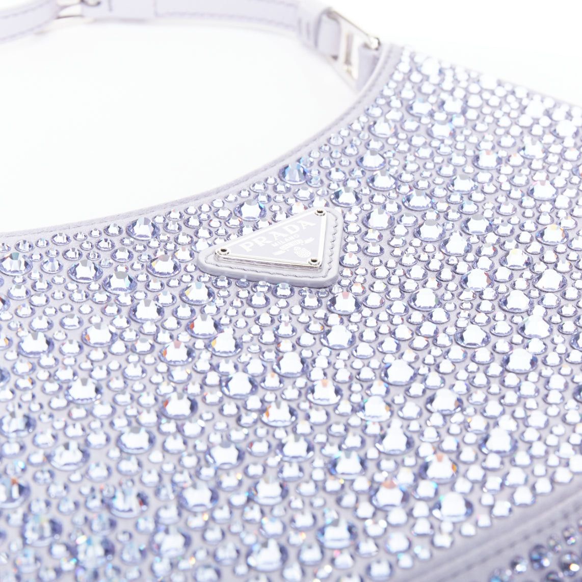 Prada PRADA Cleo blue crystal encrusted satin triangle logo underarm shoulder bag Size ONE SIZE - 7 Thumbnail