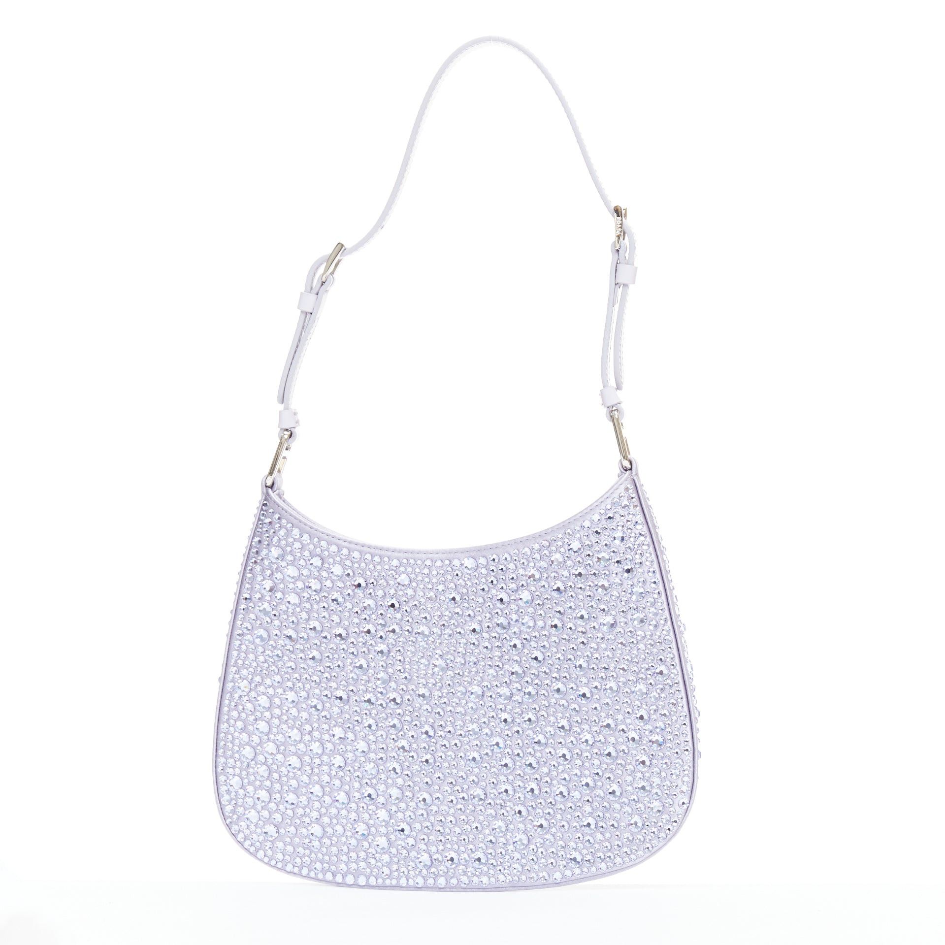 Prada PRADA Cleo blue crystal encrusted satin triangle logo underarm shoulder bag Size ONE SIZE - 5 Thumbnail