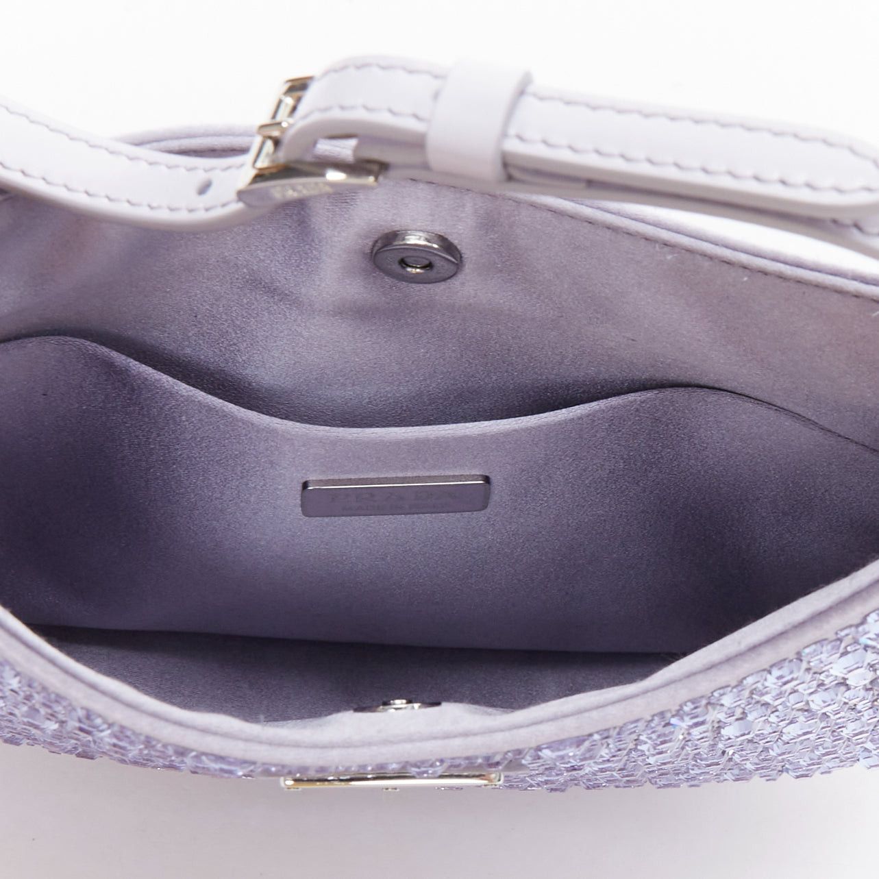Prada PRADA Cleo blue crystal encrusted satin triangle logo underarm shoulder bag Size ONE SIZE - 9 Thumbnail