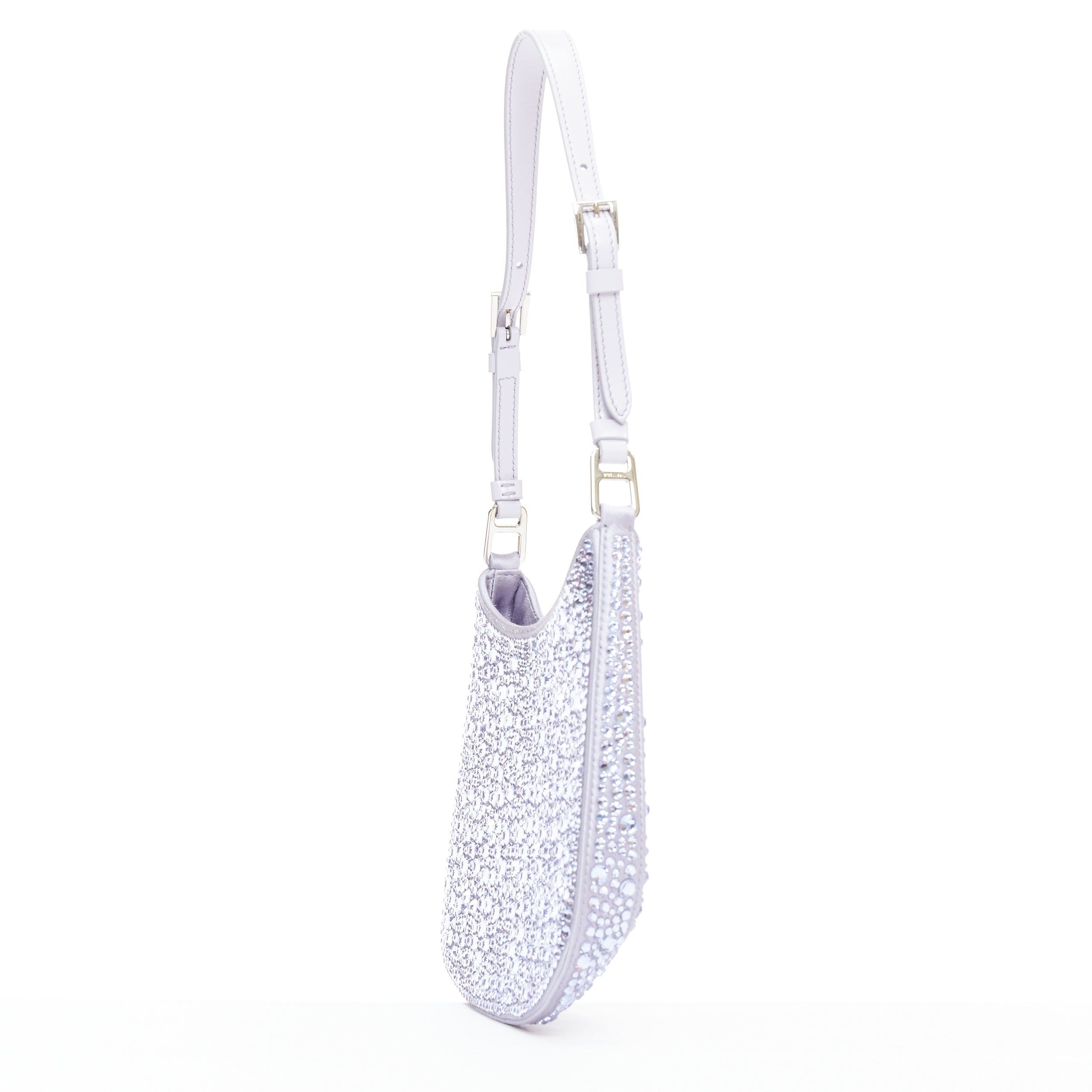 Prada PRADA Cleo blue crystal encrusted satin triangle logo underarm shoulder bag Size ONE SIZE - 4 Thumbnail