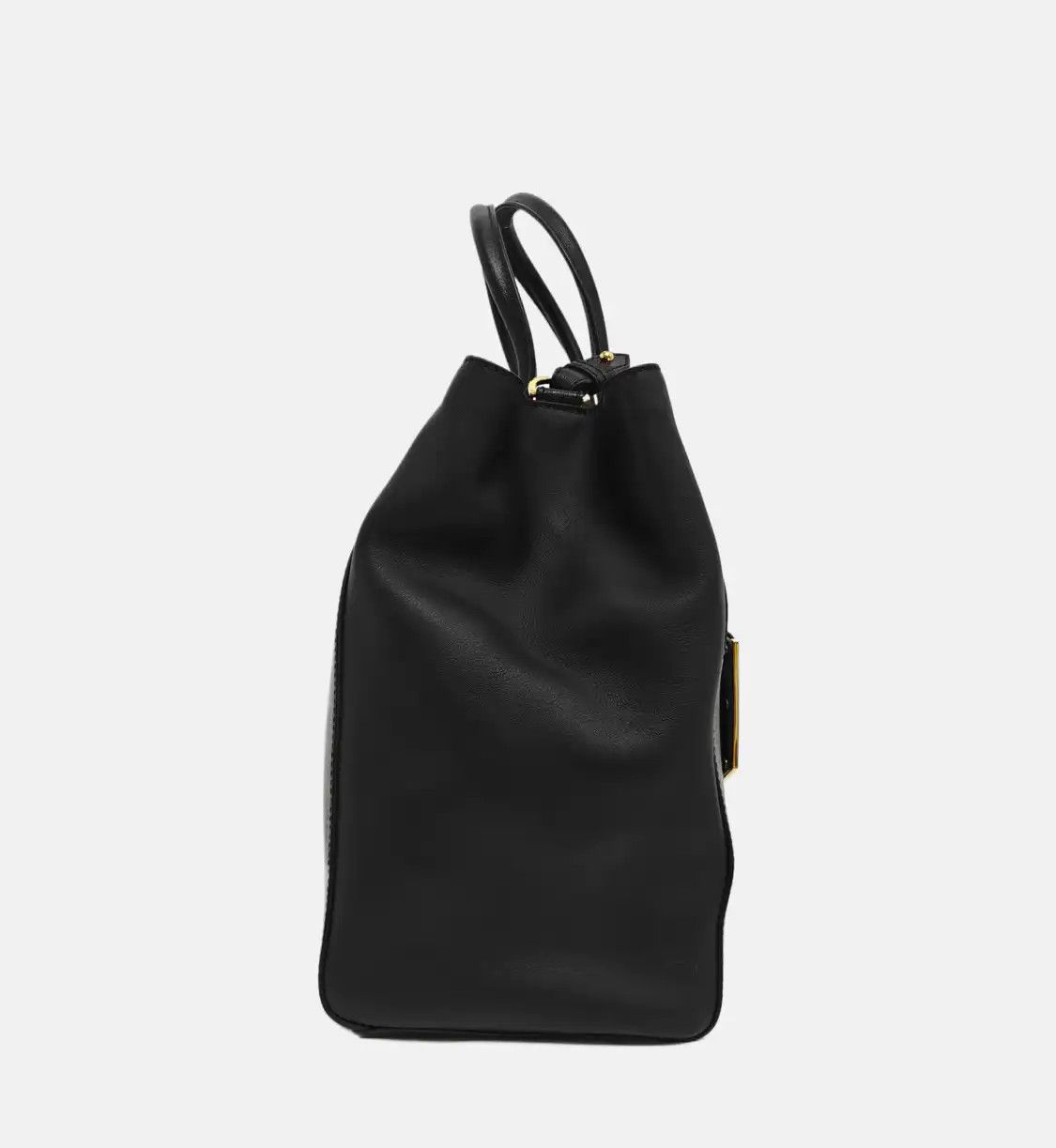 Fendi FENDI 2 Jours Medium black cowhide leather shoulder bag handbag gold hardware de Size ONE SIZE - 4 Thumbnail