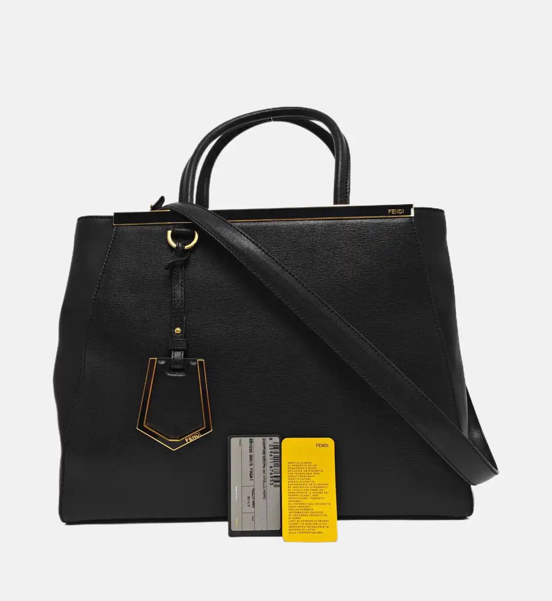Fendi FENDI 2 Jours Medium black cowhide leather shoulder bag handbag gold hardware de Size ONE SIZE - 8 Thumbnail