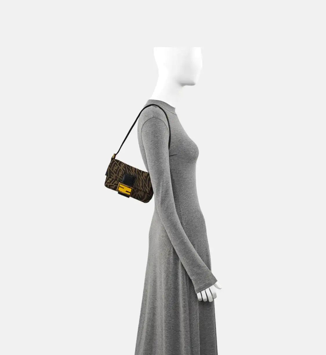 Fendi FENDI Baguette Small brown fabric shoulder bag gold hardware detachable strap Size ONE SIZE - 2 Thumbnail