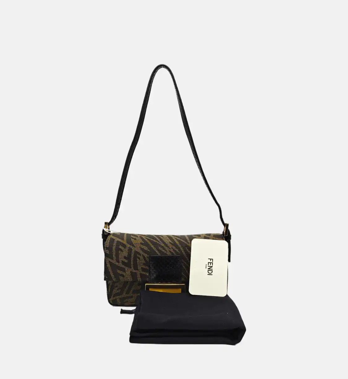 Fendi FENDI Baguette Small brown fabric shoulder bag gold hardware detachable strap Size ONE SIZE - 7 Thumbnail