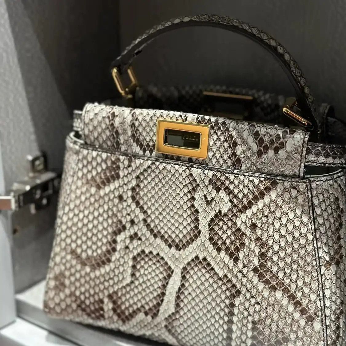 Fendi FENDI Peekaboo mini multi-color snake skin handbag Size ONE SIZE - 4 Thumbnail