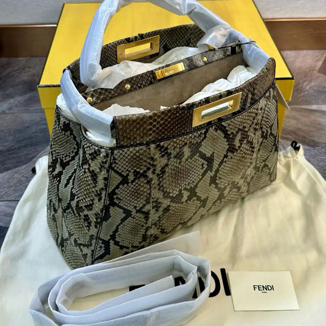 Fendi FENDI Peekaboo mini multi-color snake skin handbag Size ONE SIZE - 3 Thumbnail