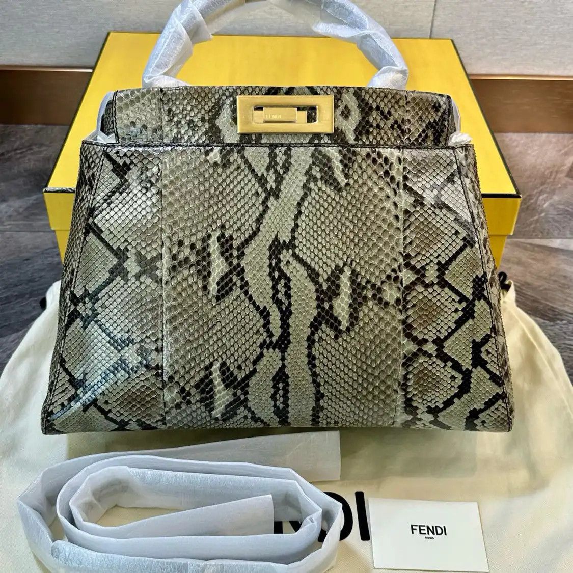 Fendi FENDI Peekaboo mini multi-color snake skin handbag Size ONE SIZE - 2 Thumbnail