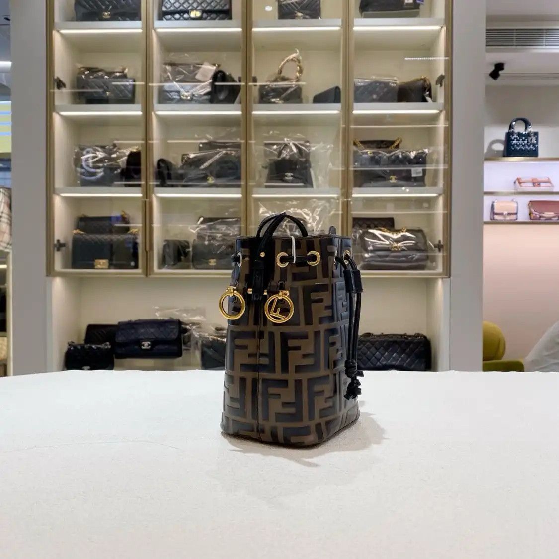 Fendi FENDI Mon Tresor mini brown cowhide leather doubleF monogram crossbody bag Size ONE SIZE - 3 Thumbnail