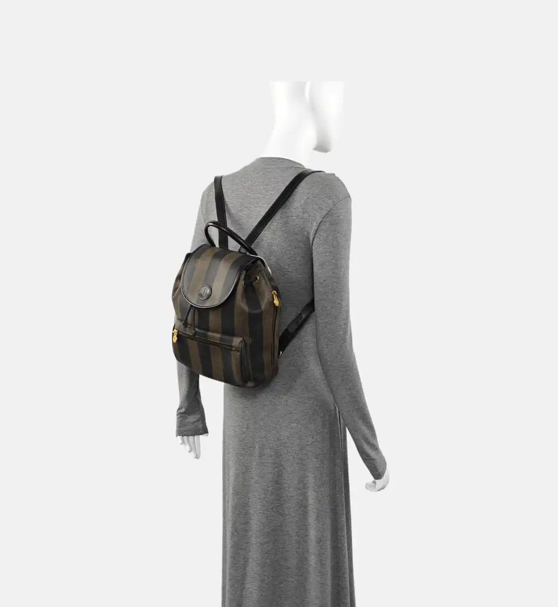 Fendi FENDI Pequin color-block coated canvas backpack gold hardware Size ONE SIZE - 2 Thumbnail