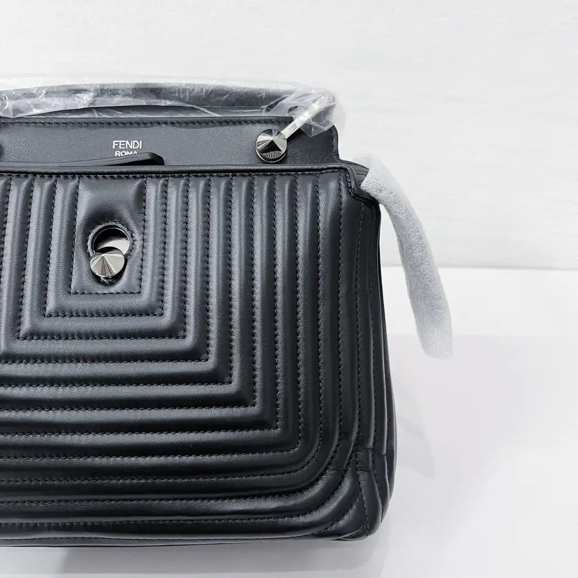 Fendi FENDI Dotcom black leather stud quilted shoulder bag Size ONE SIZE - 8 Thumbnail