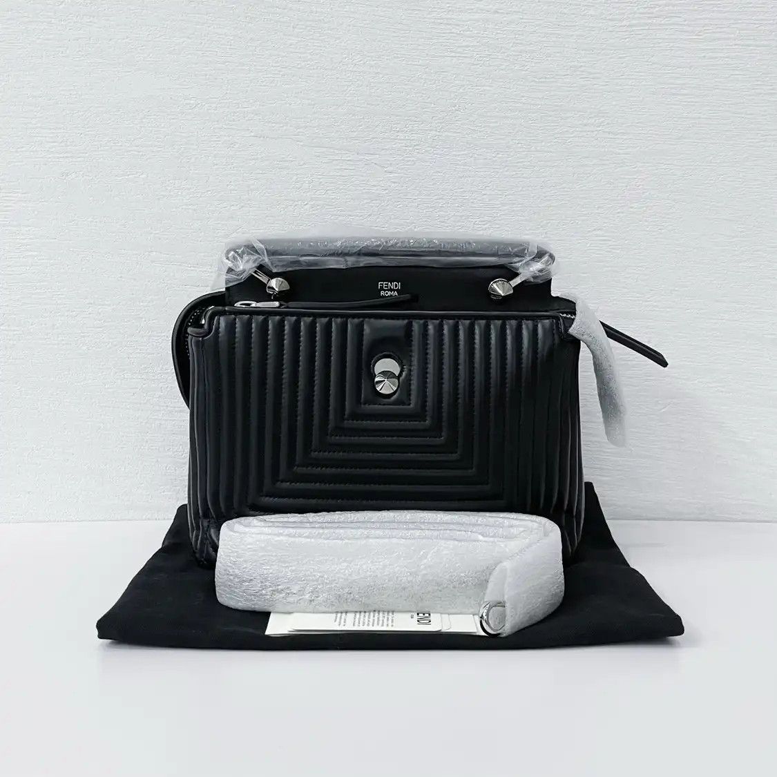 Fendi FENDI Dotcom black leather stud quilted shoulder bag Size ONE SIZE - 6 Thumbnail