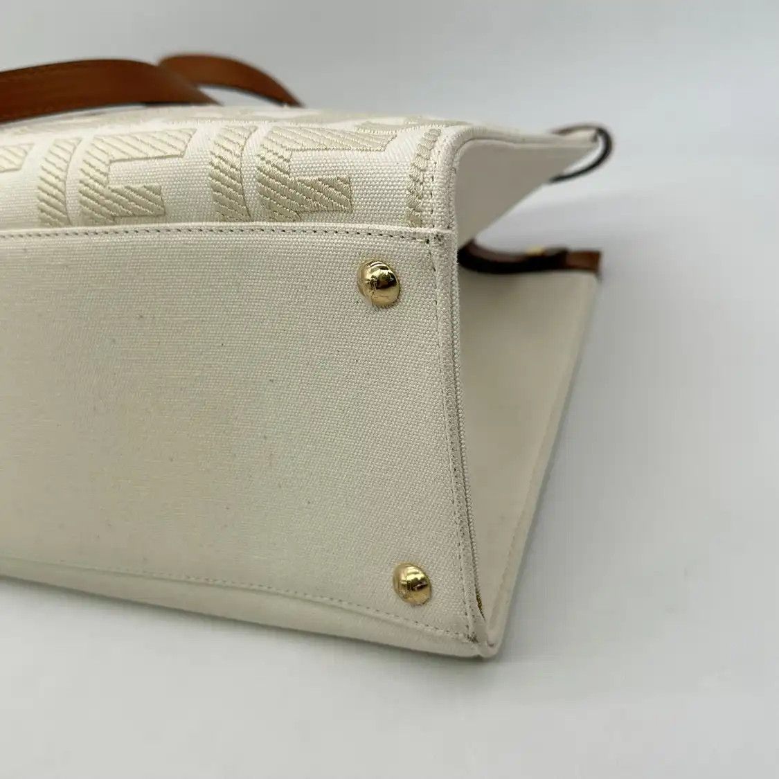 Fendi FENDI Peekaboo Medium white canvas handbag Size ONE SIZE - 8 Thumbnail