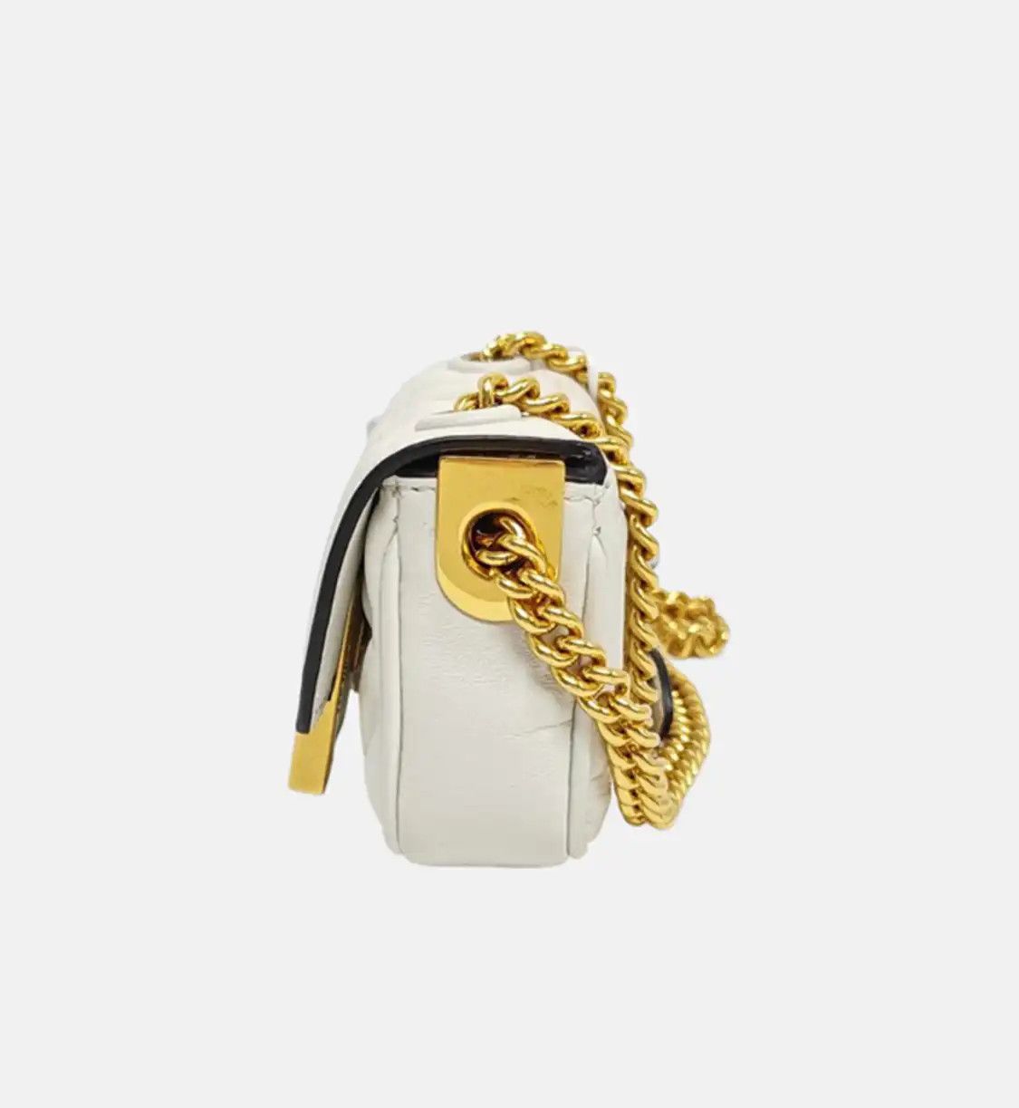 Fendi FENDI Baguette white sheepskin monogram shoulder bag crossbody bag gold hardware Size ONE SIZE - 3 Thumbnail